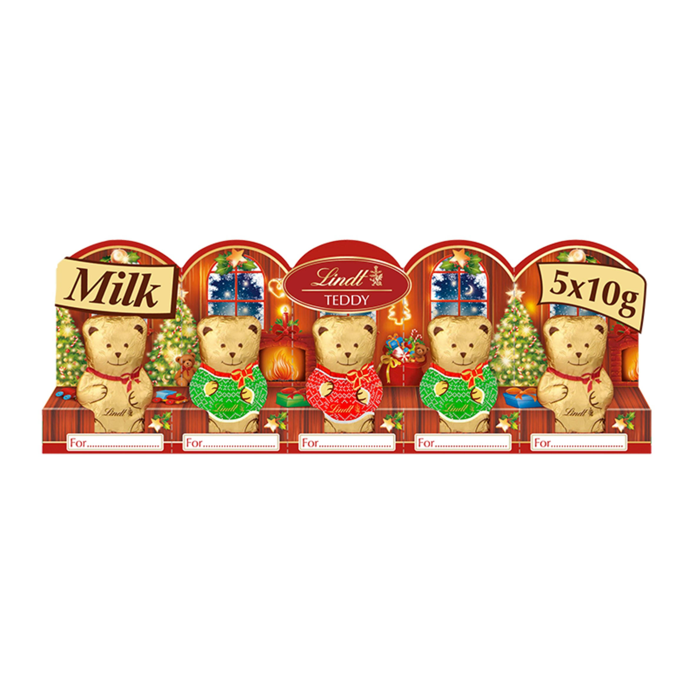 Lindt Teddy Christmas Milk Chocolate 5 x 50g