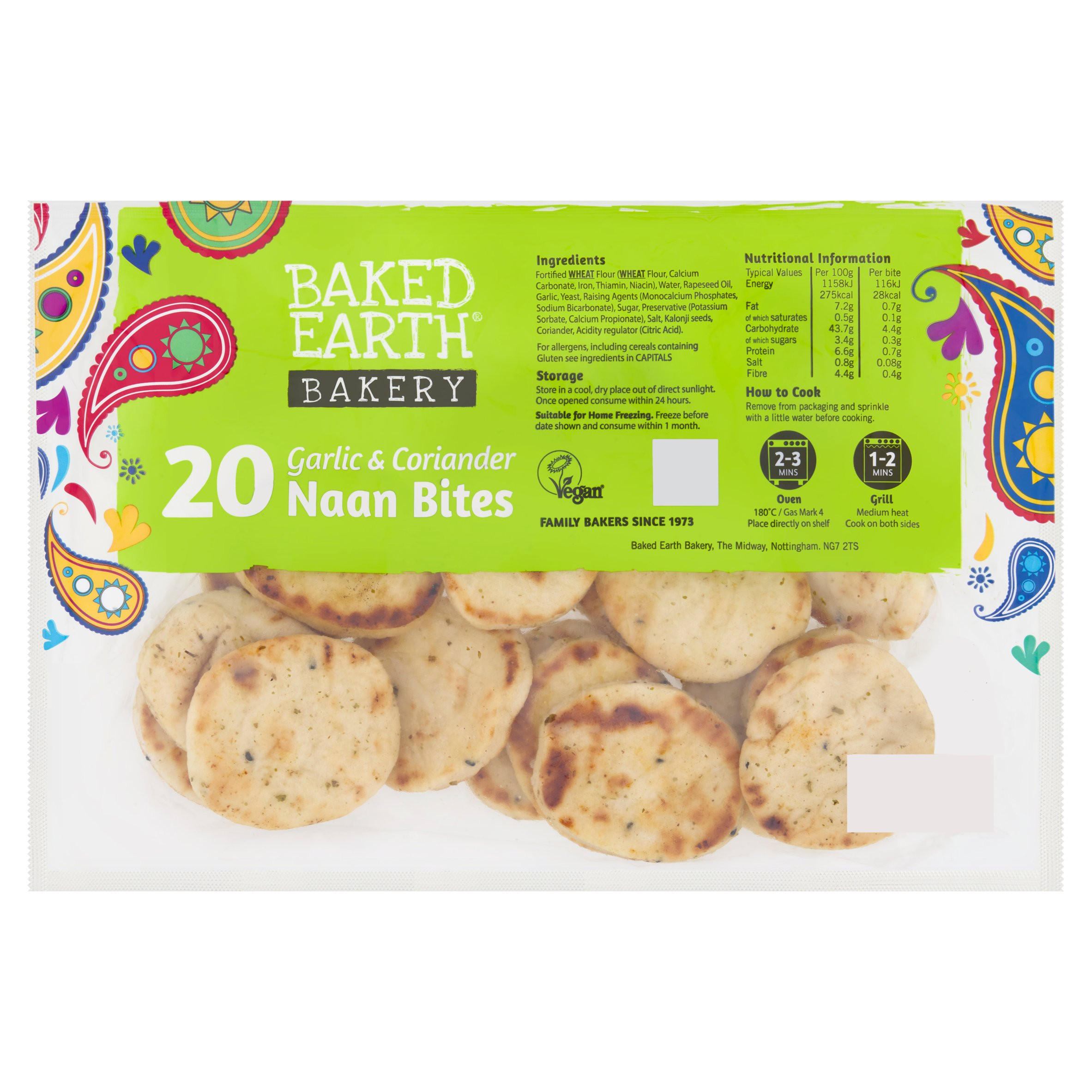 Baked Earth Bakery 20 Garlic & Coriander Naan Bites