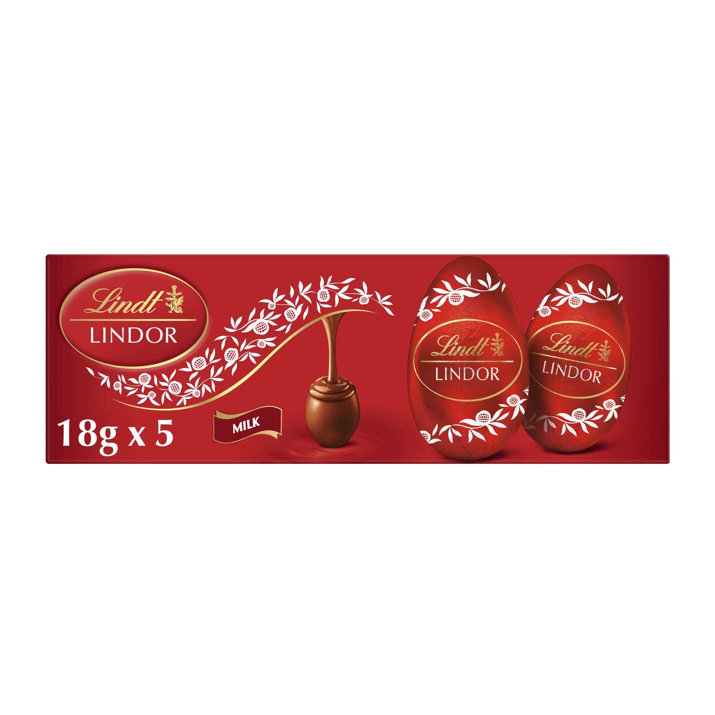 Lindt Lindor Filled Milk Chocolate Easter Eggs 5 x 18g