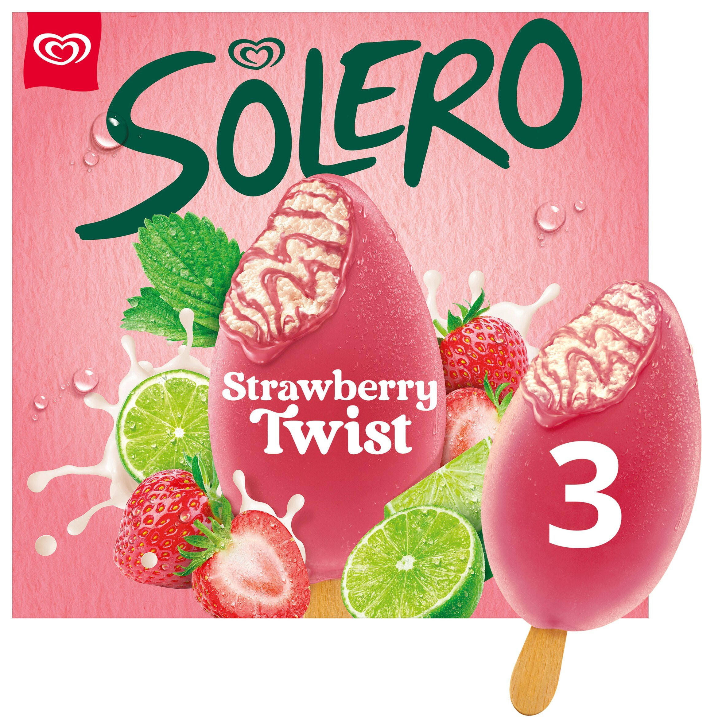 Solero Strawberry Twist Ice Cream Lollies 3 x 90ml