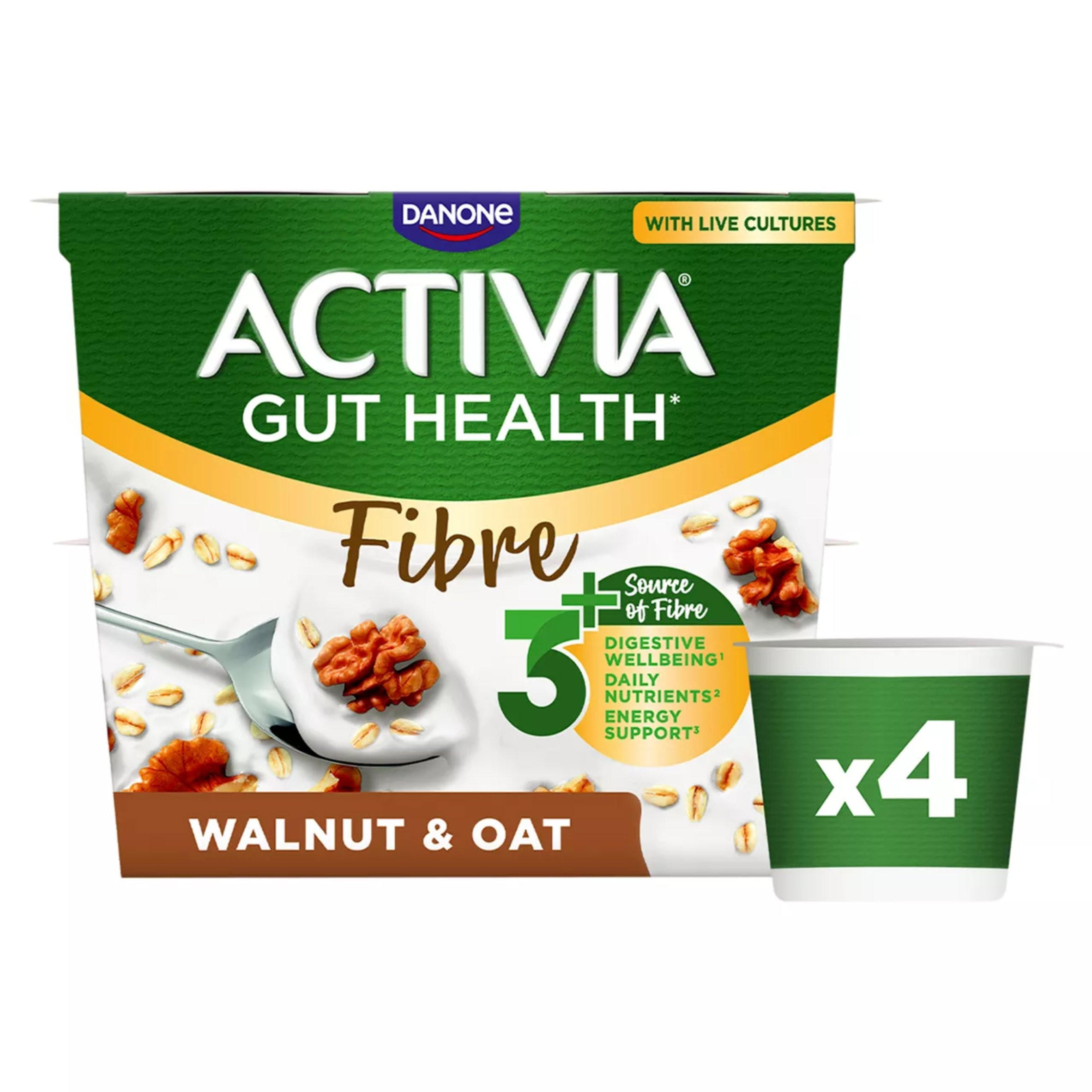 Activia Fibre Gut Health Yoghurt - Walnut & Oat 4x115g