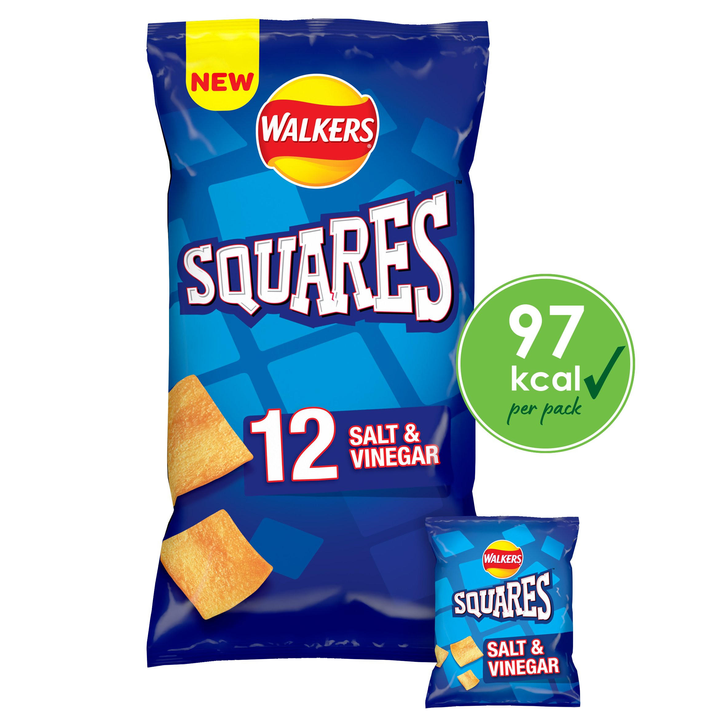Walkers Squares Salt & Vinegar Multipack Snacks Crisps 12 x 22g