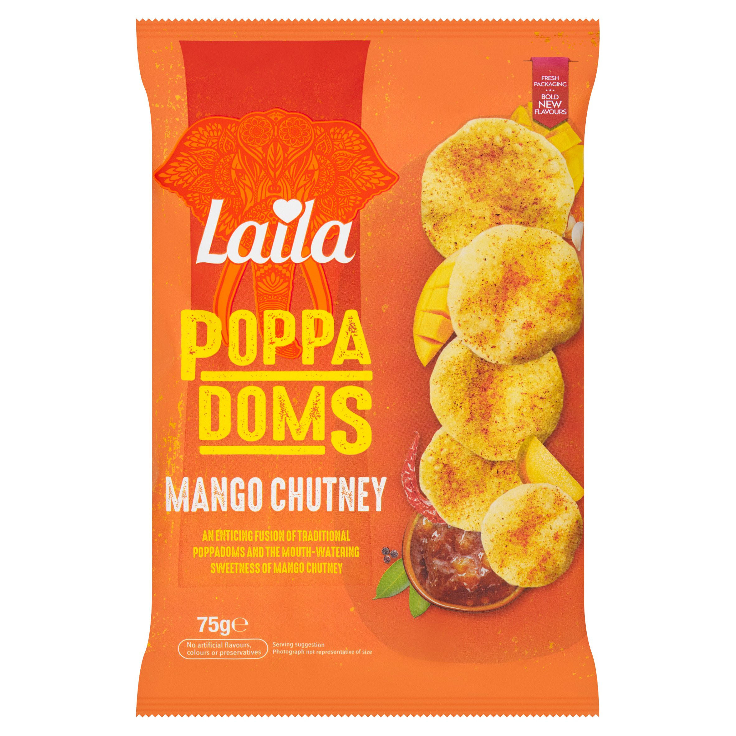 Laila Mango Chutney Poppadoms 75g