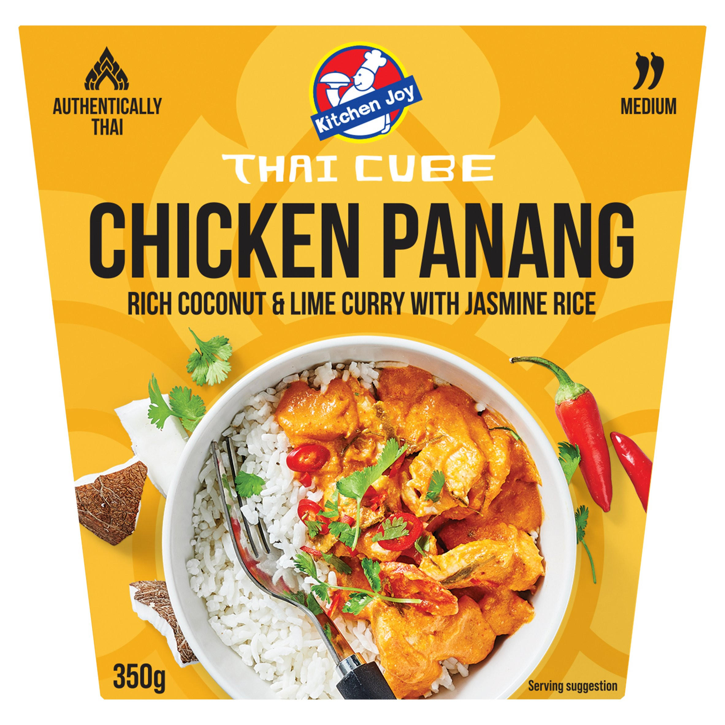 Kitchen Joy Thai Cube Chicken Panang Rich Coconut & Lime Curry with Jasmine Rice 350g