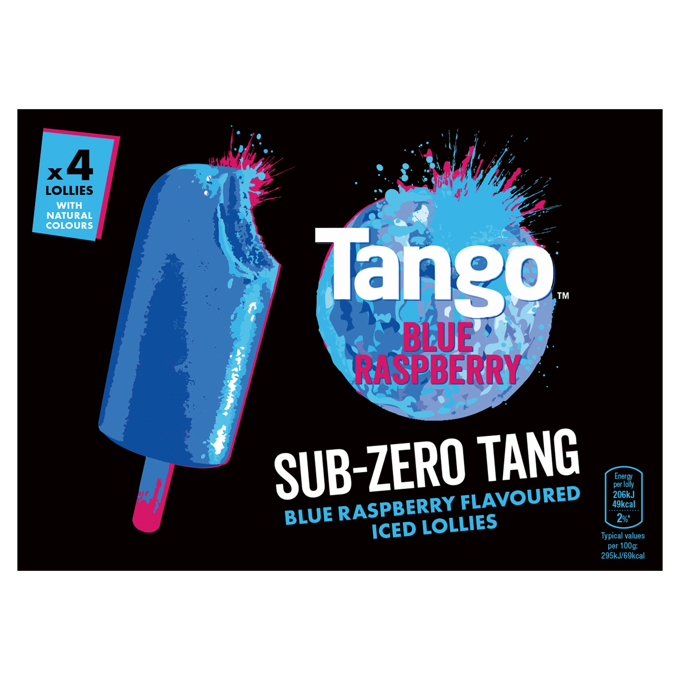 Tango Blue Raspberry Flavoured Iced Lollies 280g (4 x 70g)