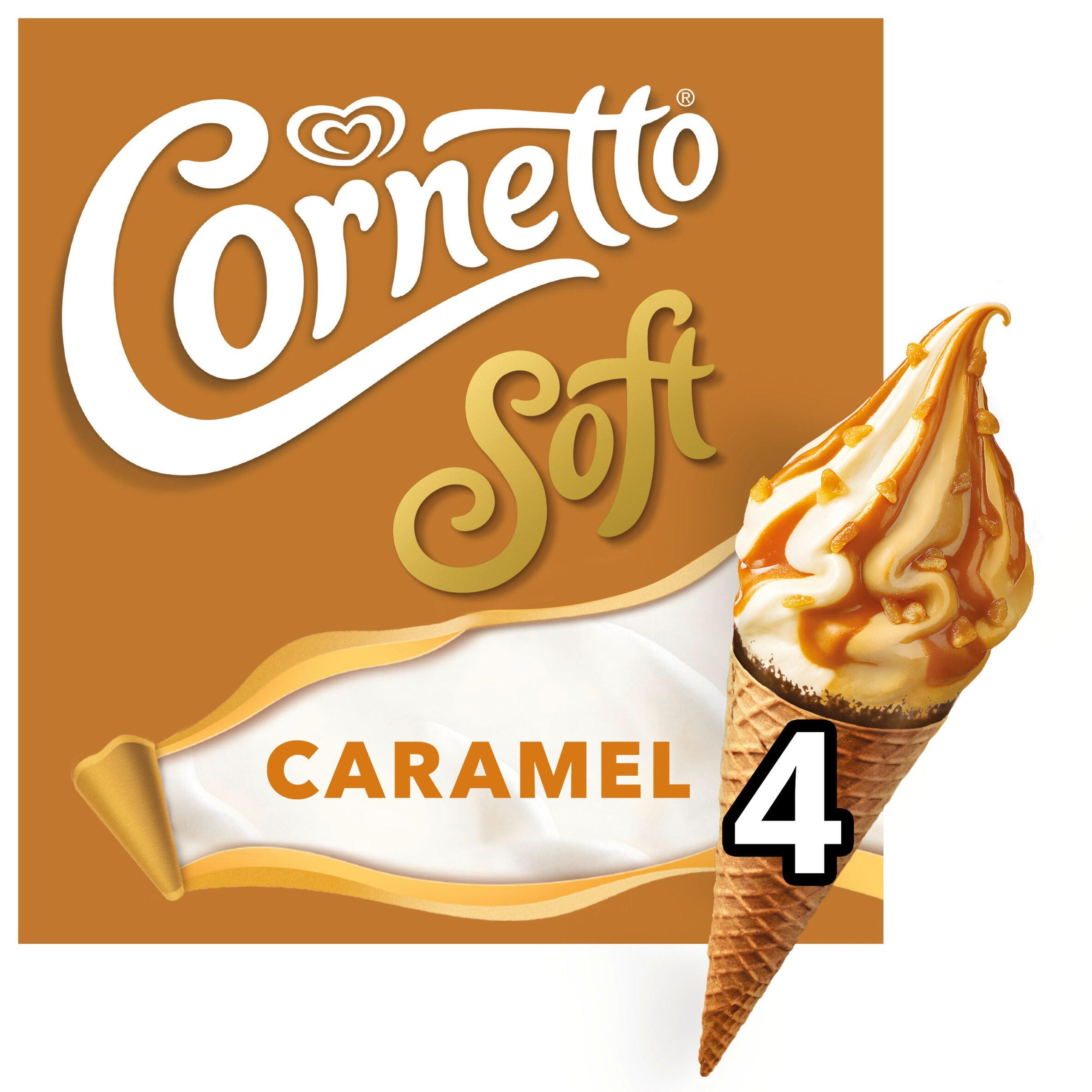 Cornetto Soft Caramel Ice Cream Cones 4 x 140ml