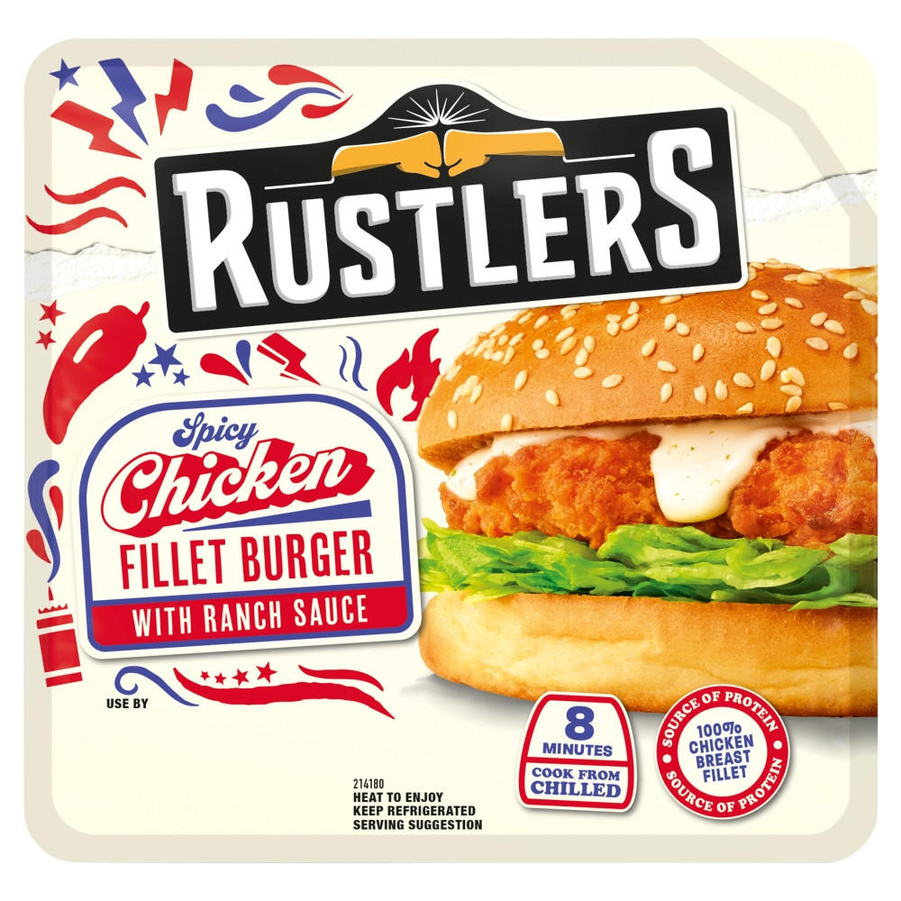 Rustlers Spicy Chicken Fillet Burger with Ranch Sauce 159g