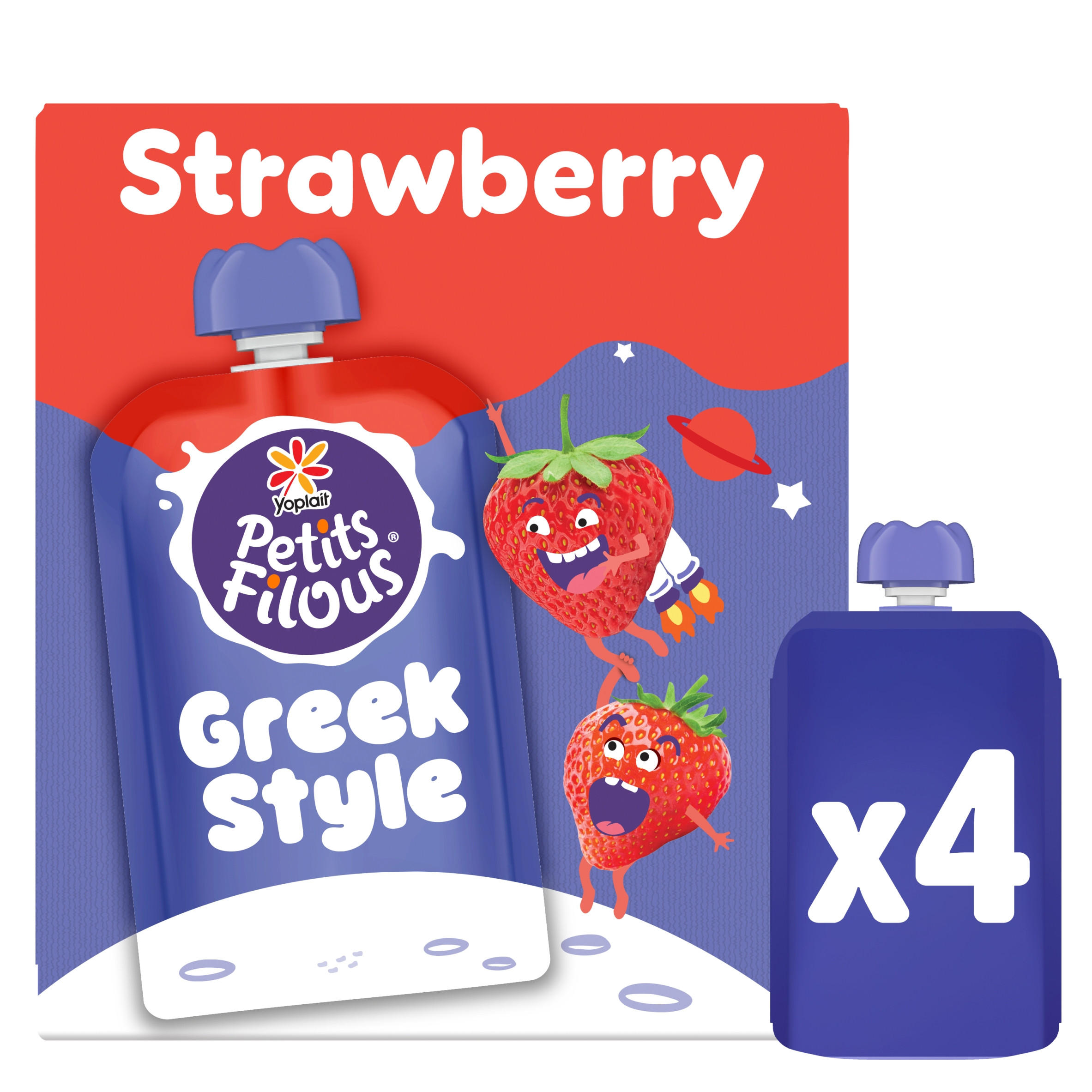 Petits Filous Kids Greek Style Strawberry Yoghurt Pouch 4x85g