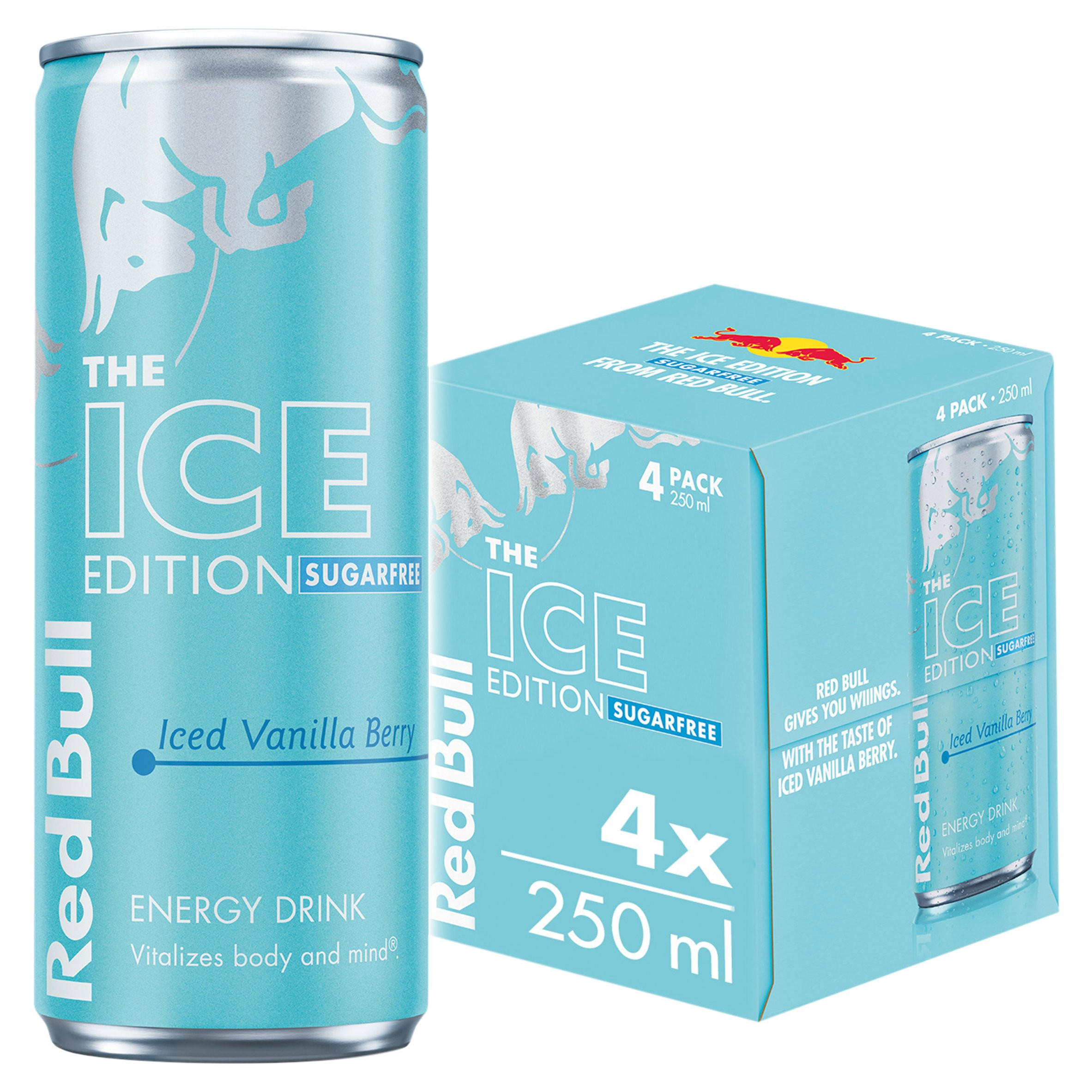 Red Bull Ice Edition Sugarfree Iced Vanilla Berry Energy Drink 250ml 4 Pack