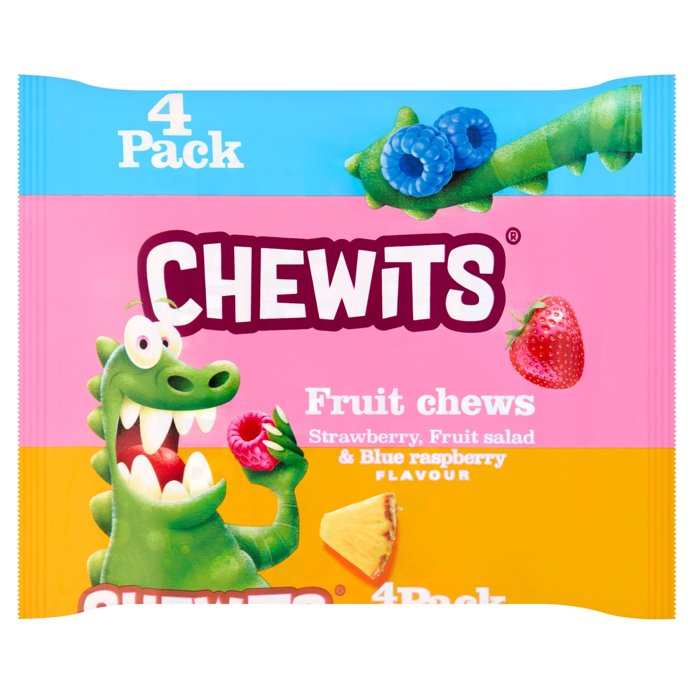 Chewits Strawberry, Fruit Salad & Blue Raspberry Flavour Fruit Chews 4 x 30g