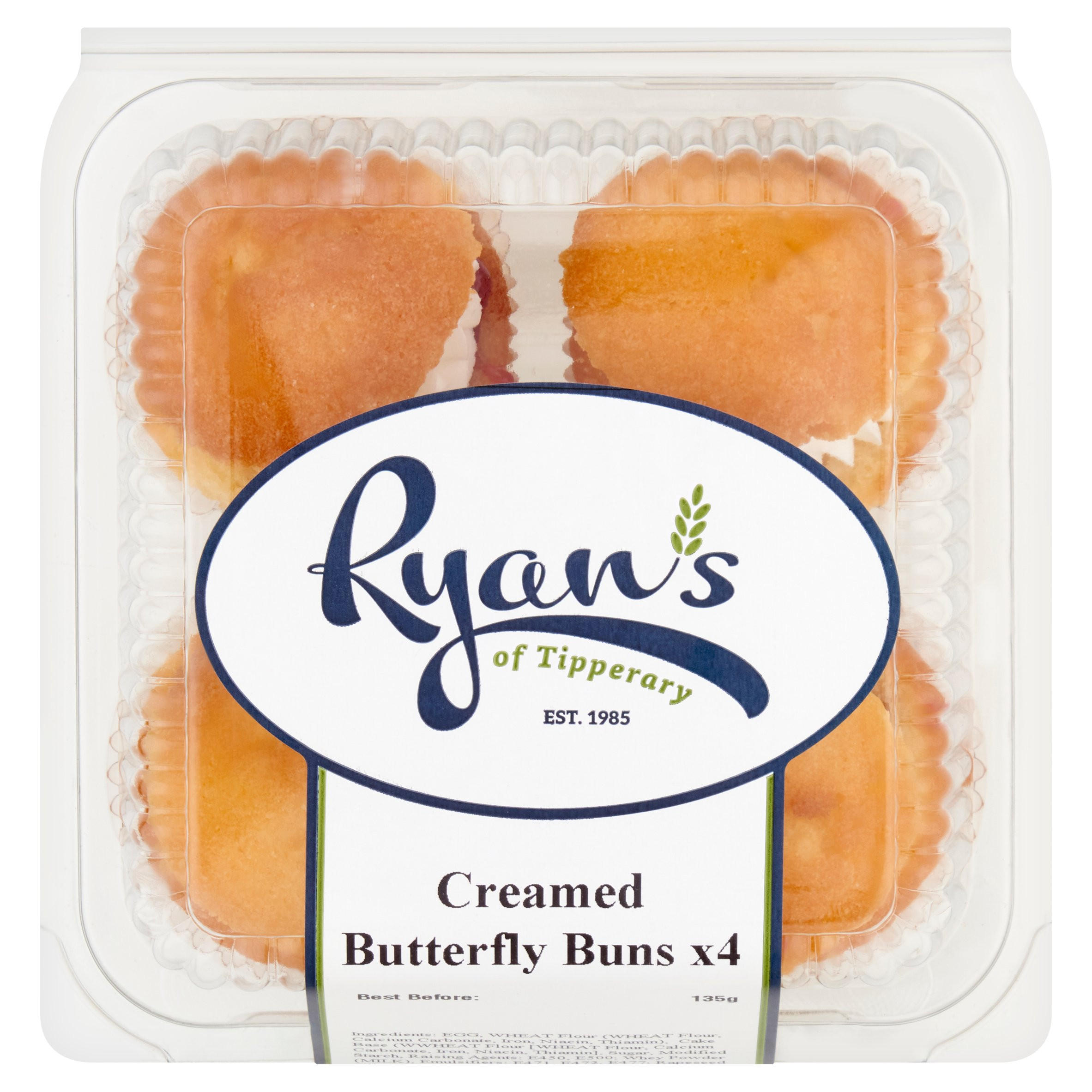 Ryan's of Tipperary 4 Creamed Butterfly Buns 135g