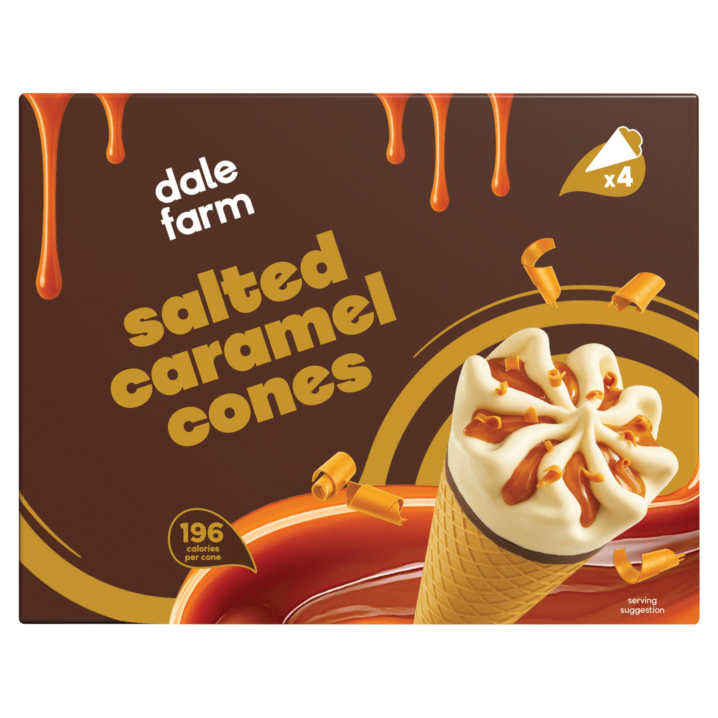Dale Farm Salted Caramel Ice Cream Cones 4 x 69g