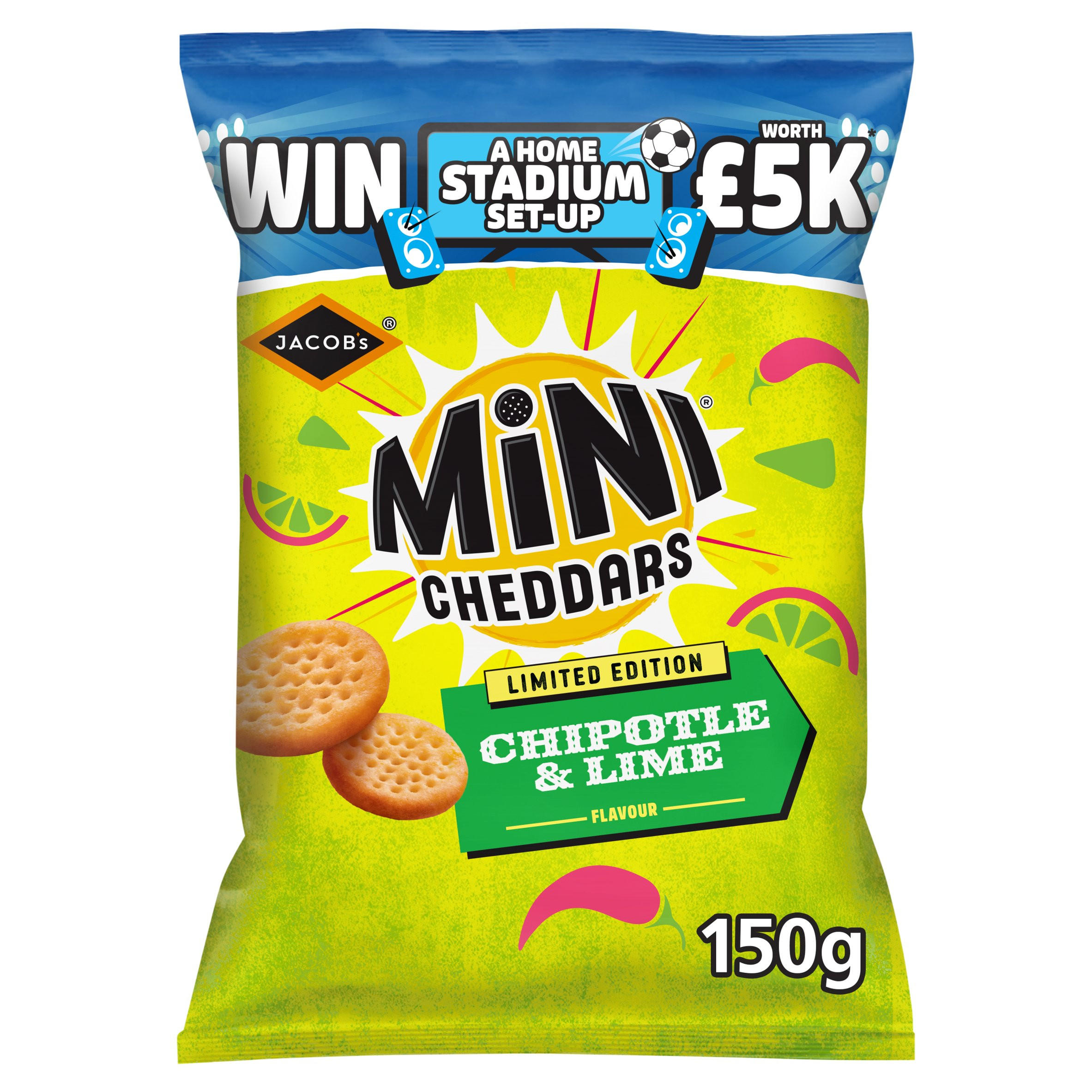 Mini Cheddars Limited Edition Chipotle & Lime Flavour Sharing Bag Crisps150g