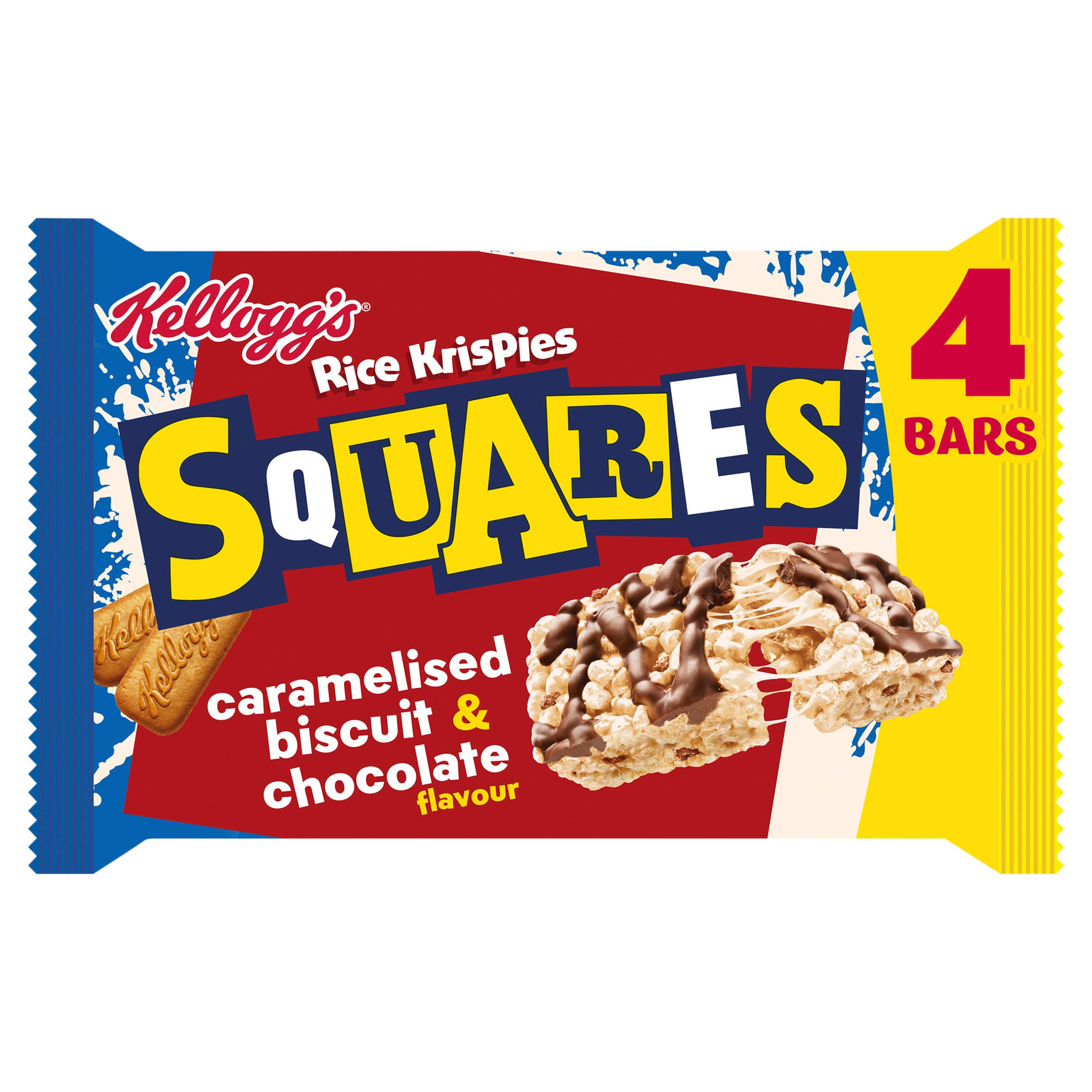 Kellogg's Rice Krispies Squares Caramelised Biscuit and Chocolate Snack Bar 4x34g