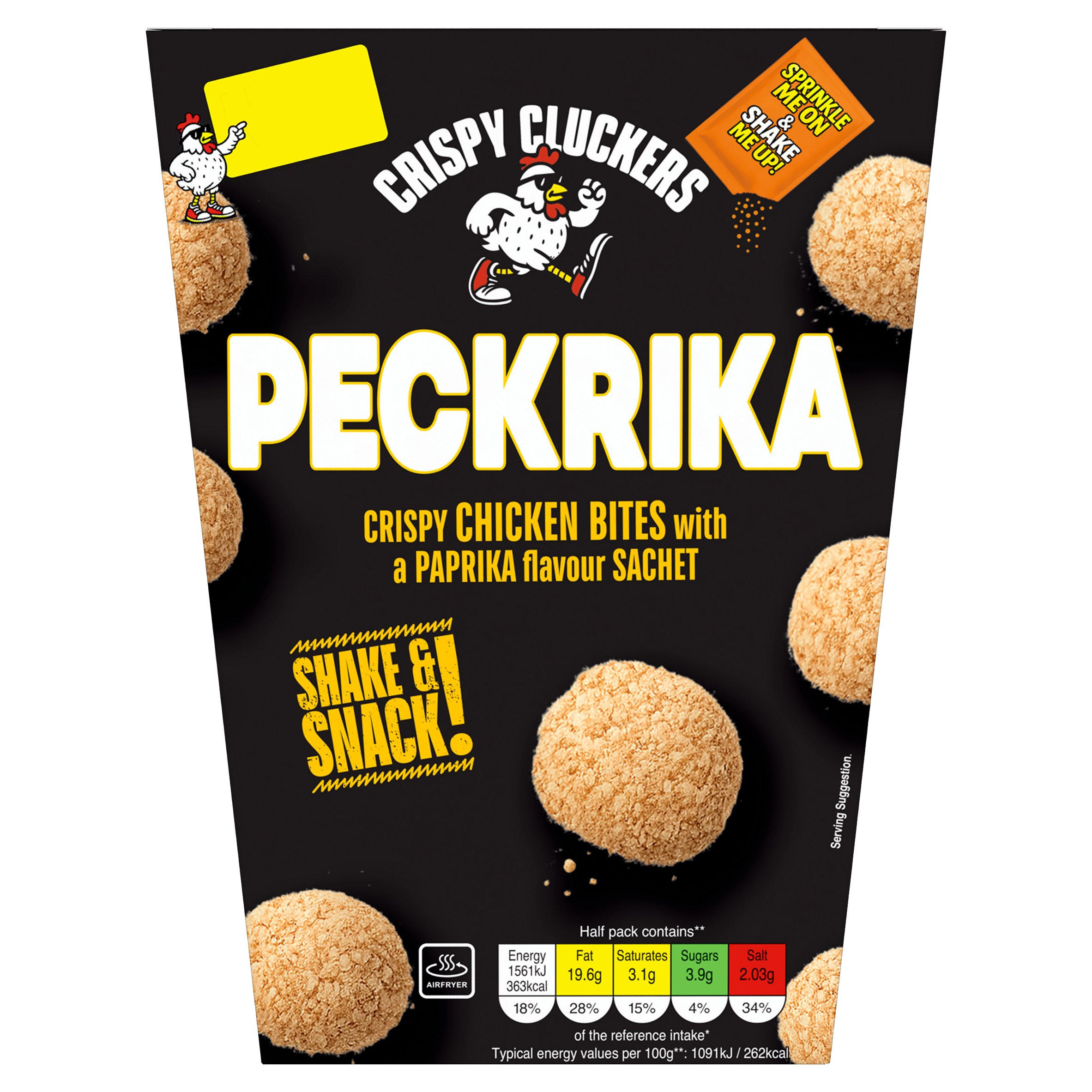 Crispy Cluckers Crispy Chicken Bites with a Paprika Flavour Sachet 300g