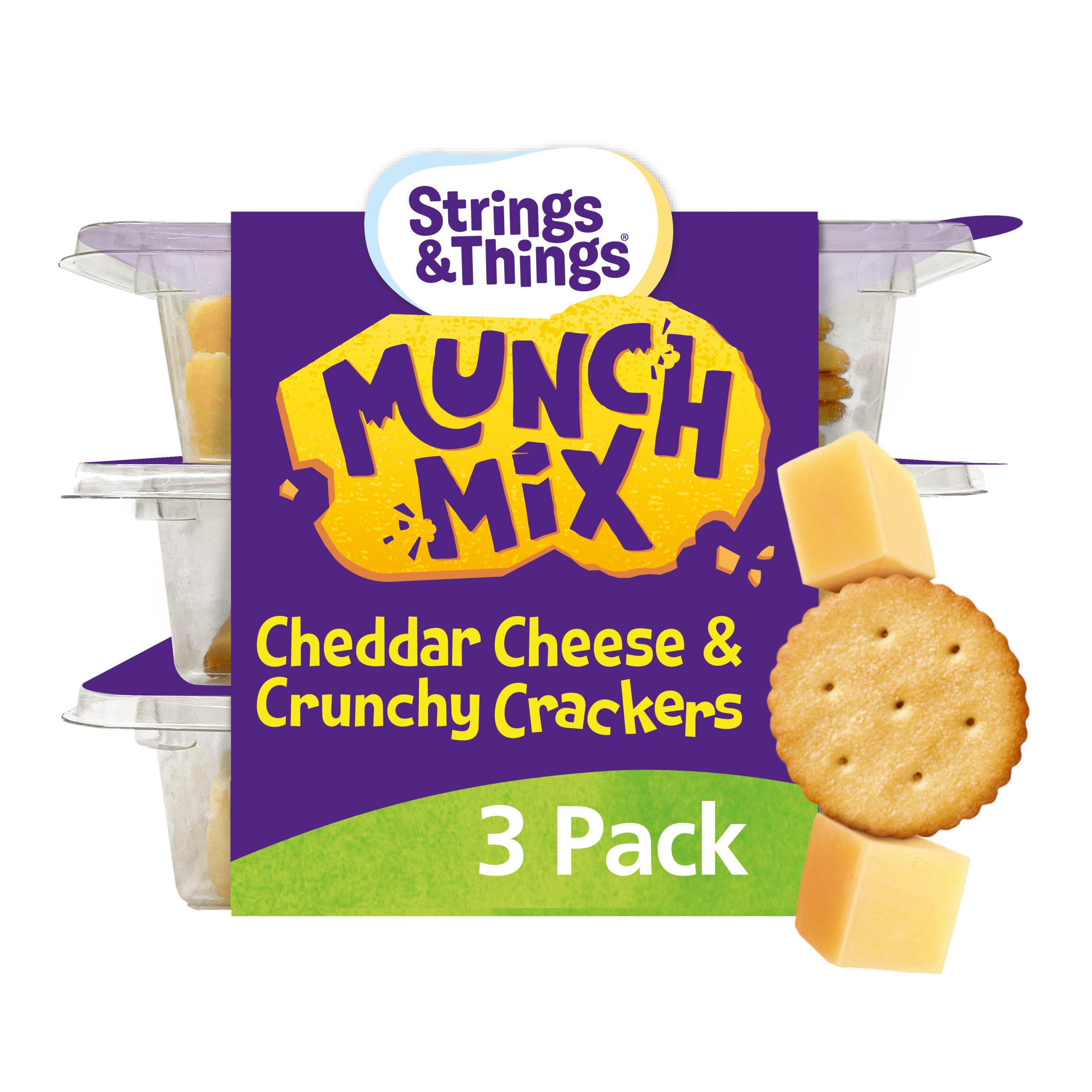 Strings & Things Munch Mix Cheddar Cheese & Crunchy Crackers 90g (3 x 30g)