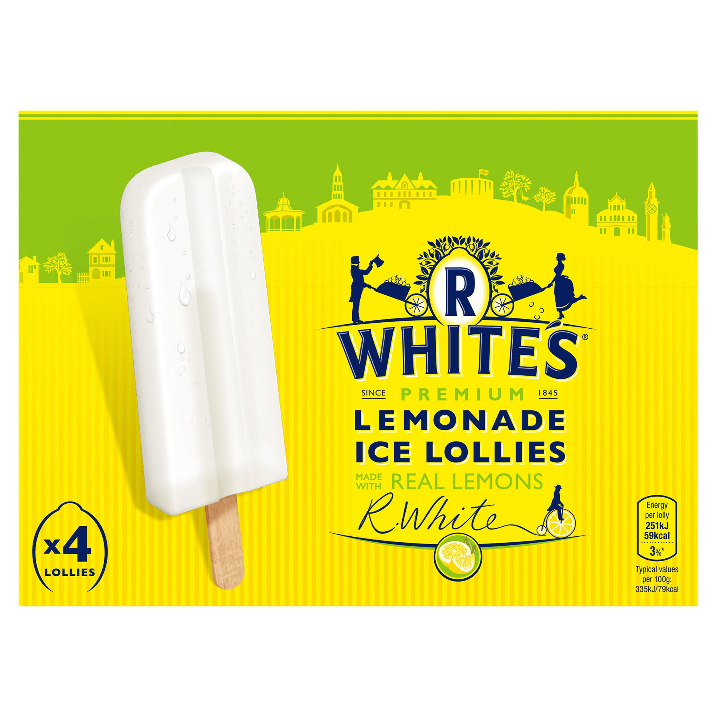 R Whites Premium Lemonade Ice Lollies 4 x 75g (300g)