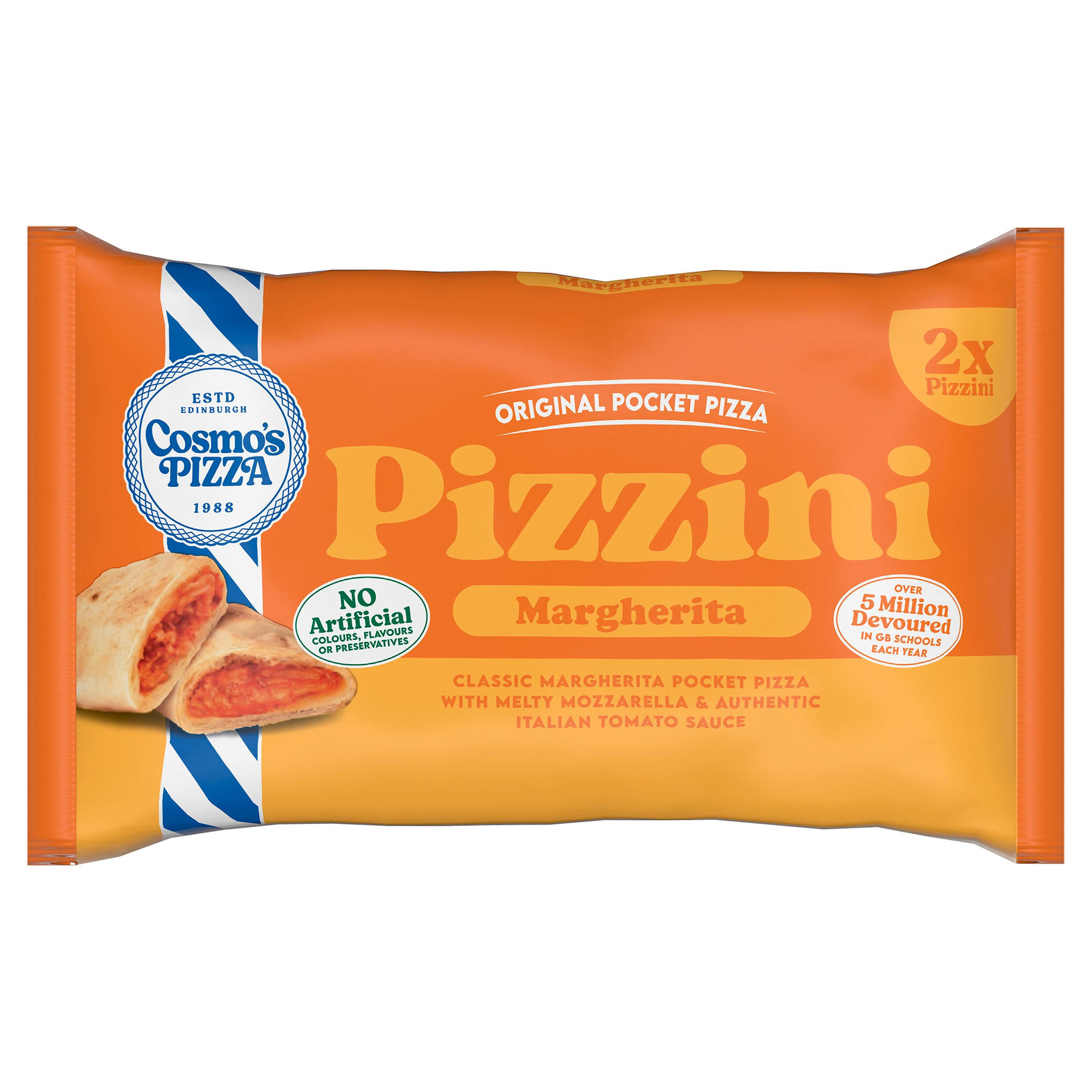 Cosmo's Pizza 2 Pizzini Margherita Original Pocket Pizza 270g