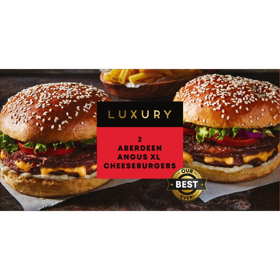 Iceland Luxury 2 Aberdeen Angus XL Cheeseburgers 366g