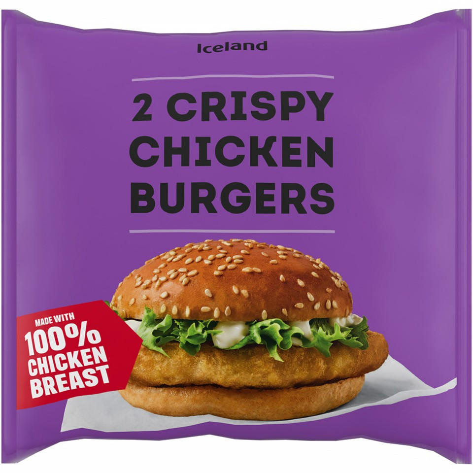 Iceland 2 Crispy Chicken Burgers 180g