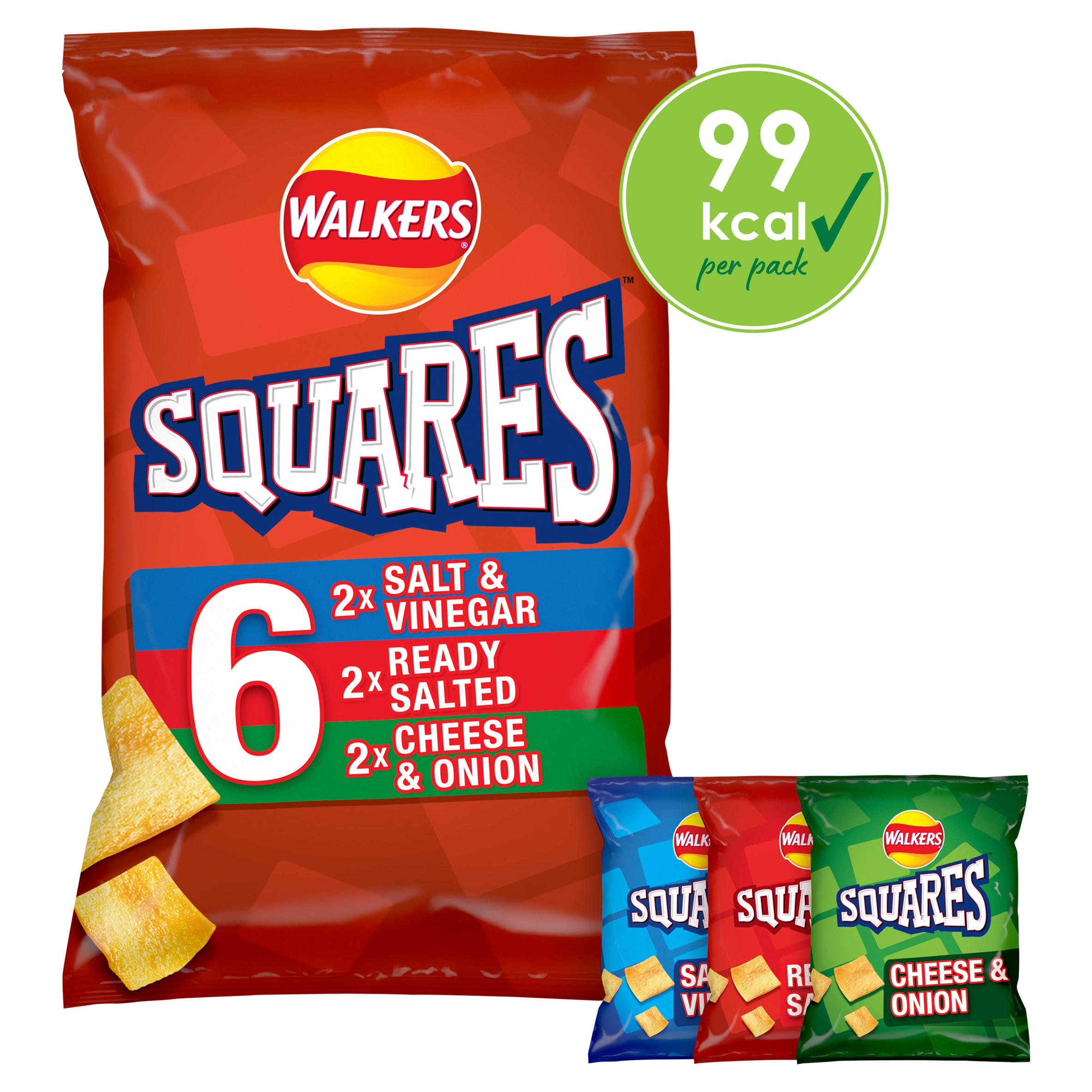 Walkers Squares Snacks Variety Multipack Crisps 6x22g