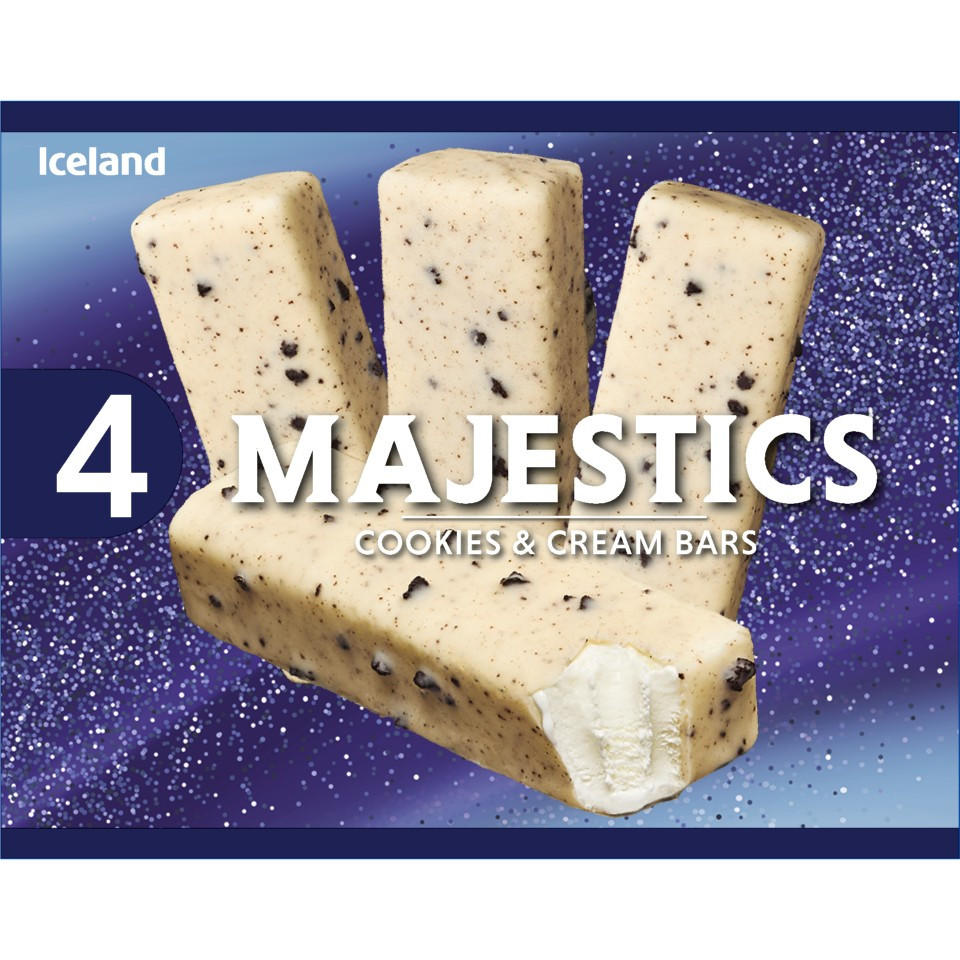 Iceland 4 Majestics Cookies & Cream Bars 148g