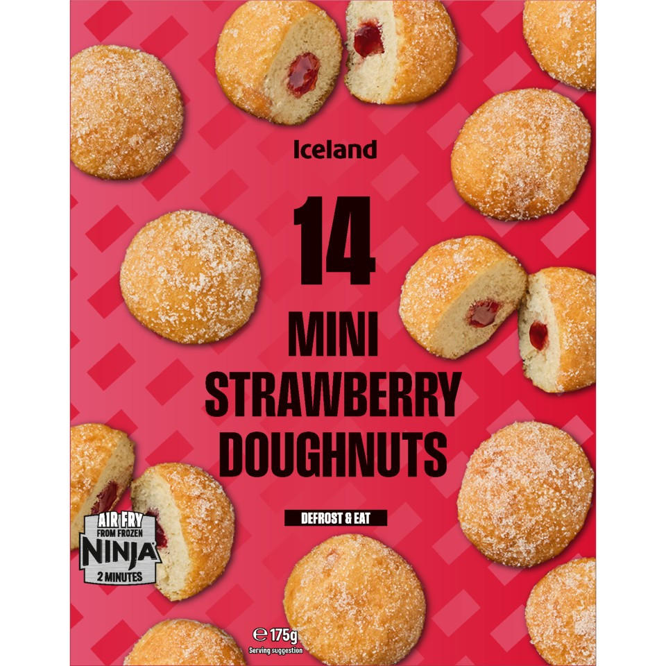 Iceland 14 (Approx.) Mini Strawberry Doughnuts 175g