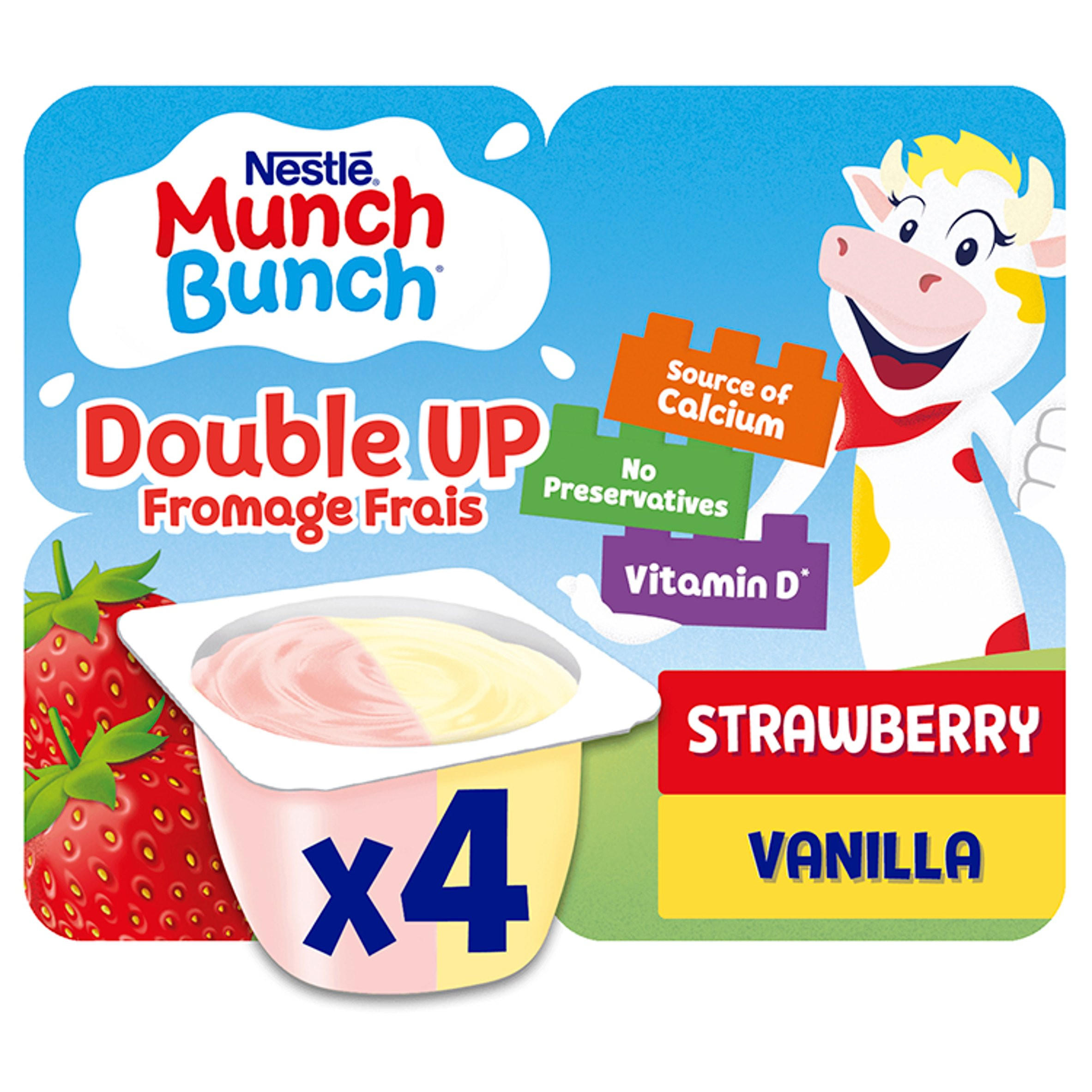 Munch Bunch Double Up Fromage Frais Strawberry Vanilla 4 x 85g (340g)