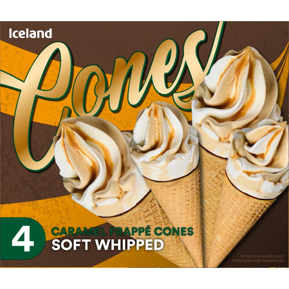 Iceland 4 Soft Whipped Caramel Frappé Cones 304g