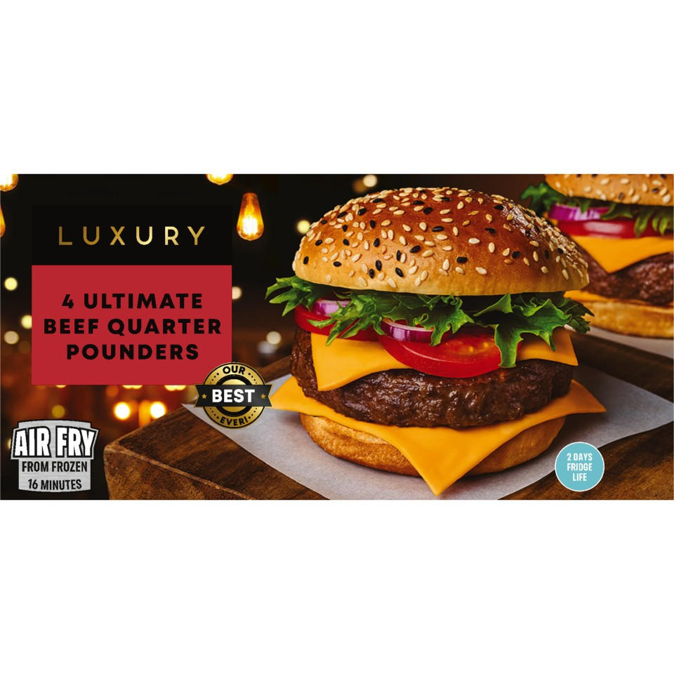 Iceland Luxury 4 Ultimate Beef Quarter Pounders 454g