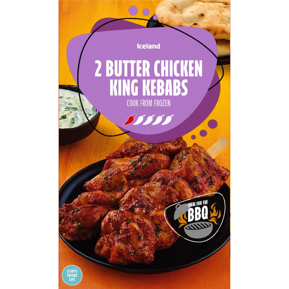 Iceland 2 Butter Chicken King Kebabs 450g