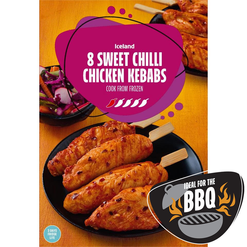 Iceland 8 Sweet Chilli Chicken Kebabs 320g
