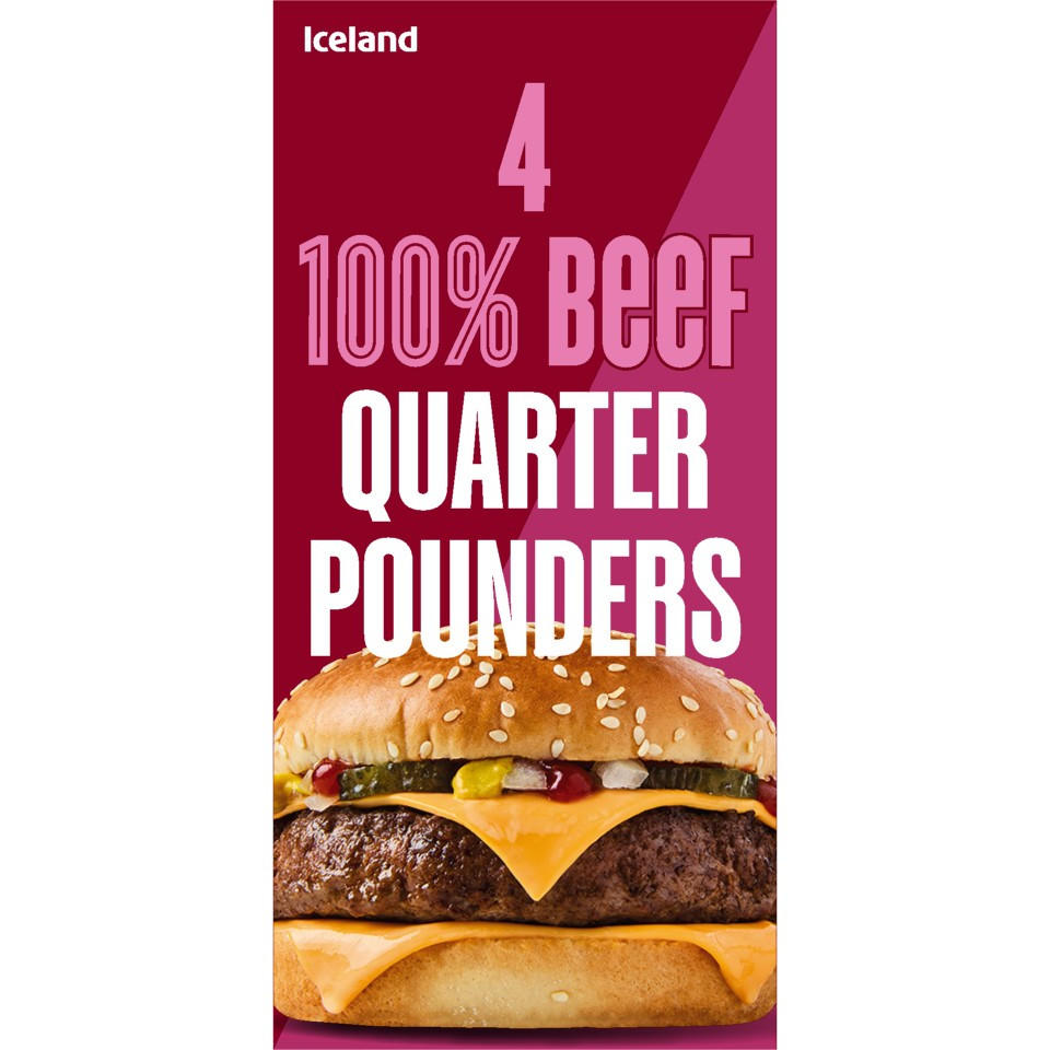 Iceland 4 100% Beef Quarter Pounders 454g