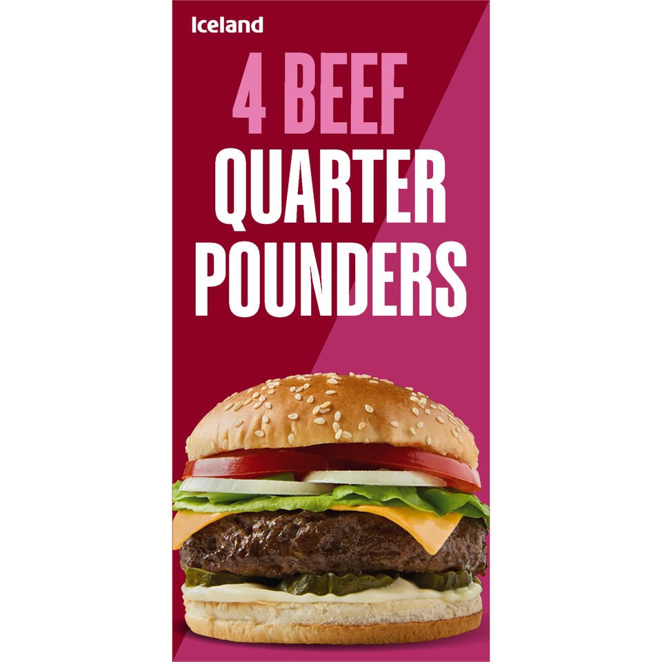Iceland 4 Beef Quarter Pounders 454g