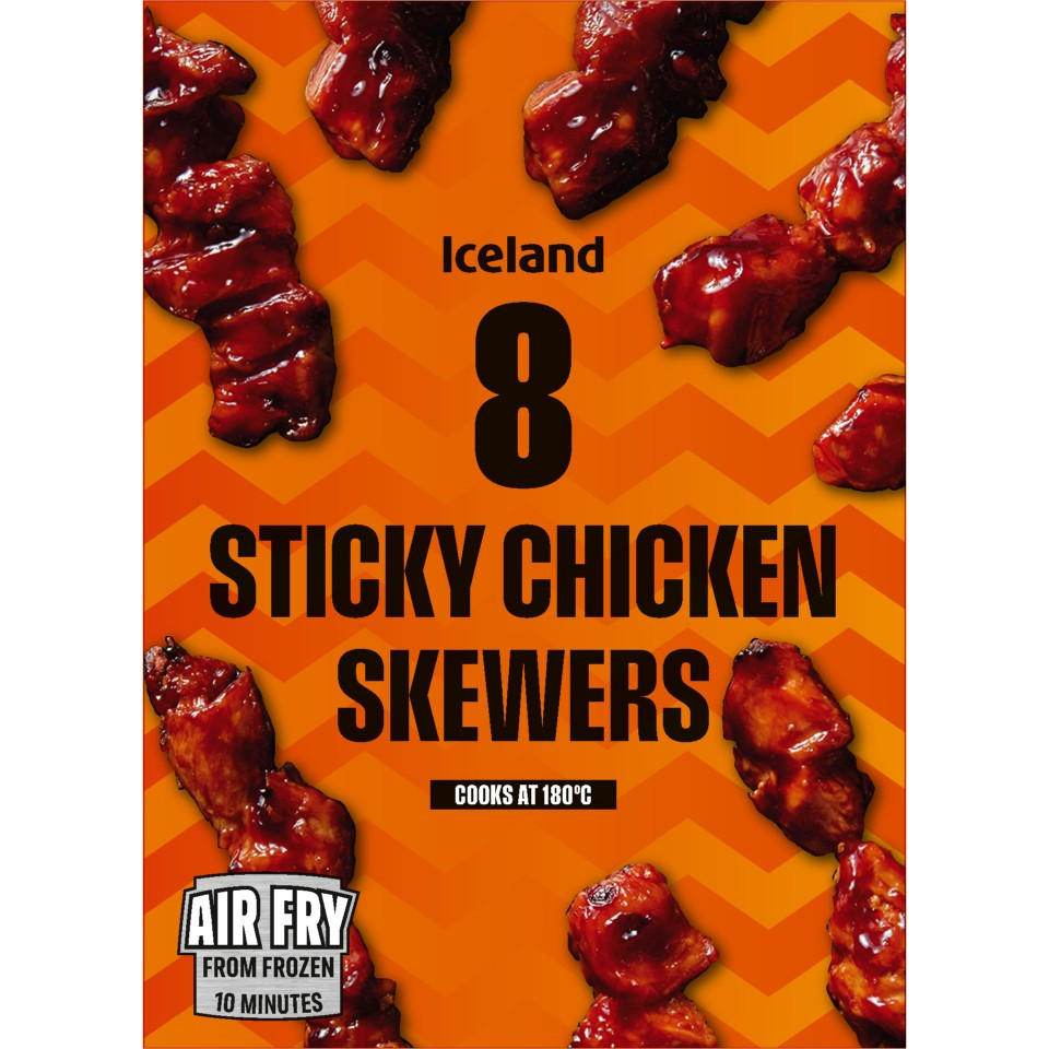 Iceland 8 Sticky Chicken Skewers 144g