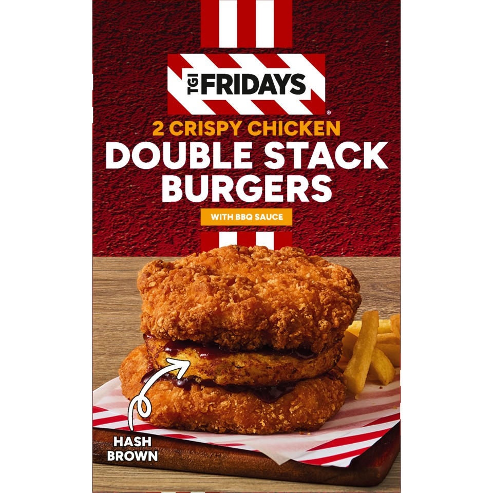 TGI Fridays 2 Crispy Chicken Double Stack Burgers 440g