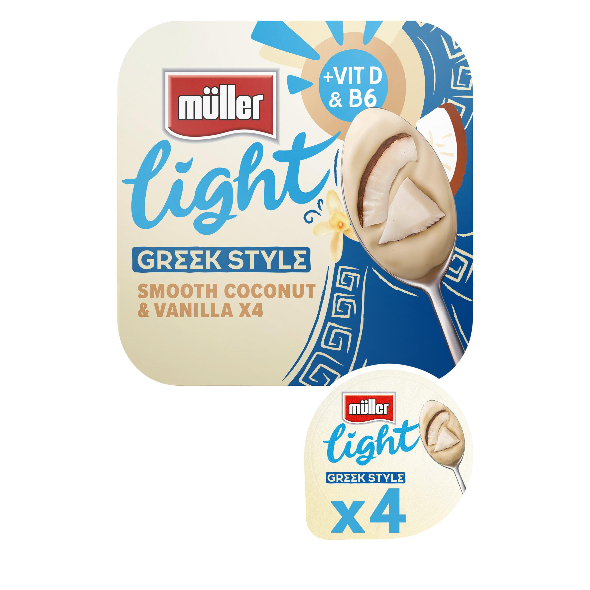Muller Light Greek Style Coconut with Vanilla Yogurt 4 x 115g