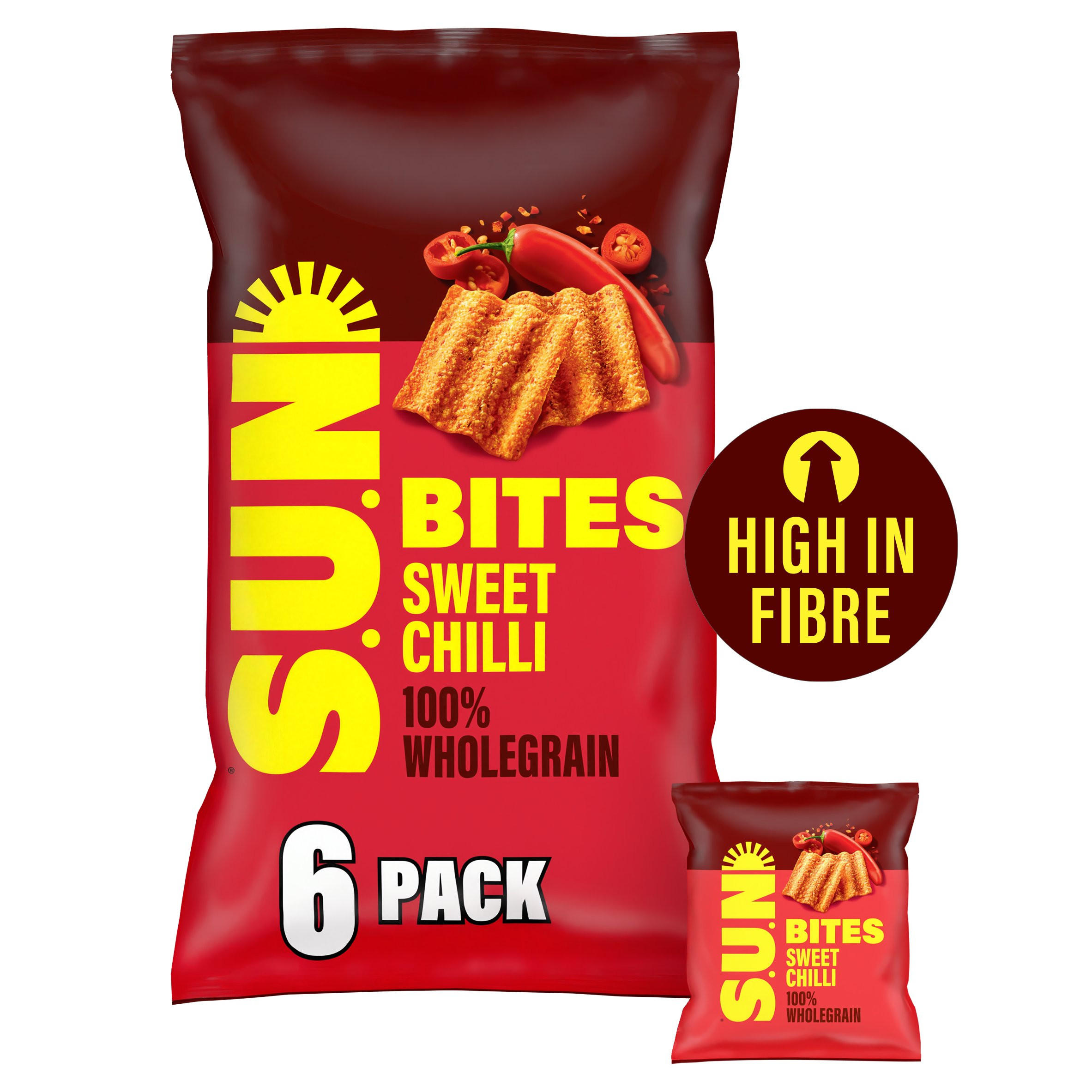 SUN Bites Sweet Chilli High Fibre Snacks Multipack Crisps 6x25g