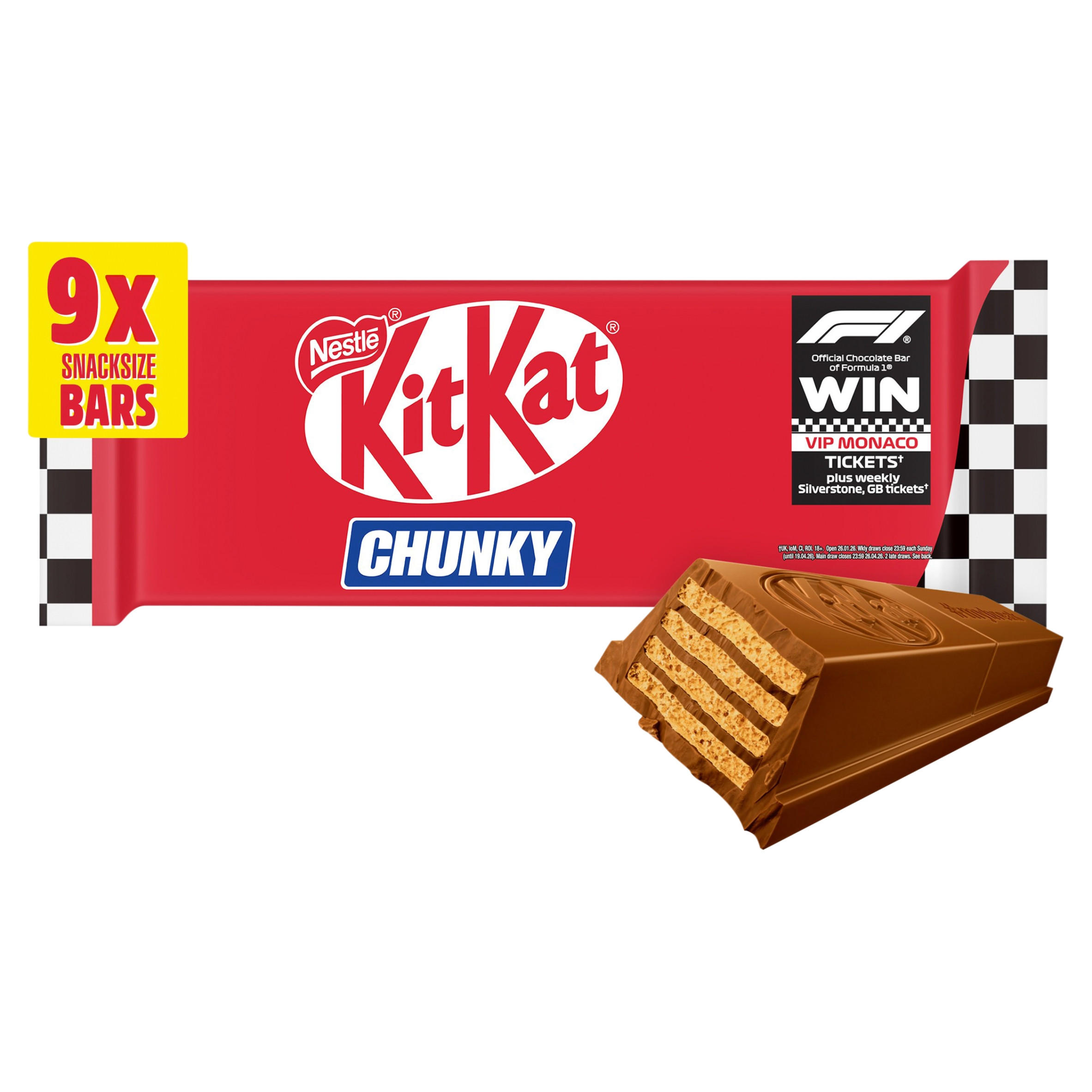 KitKat F1 Chunky Snacksize Milk Chocolate Bar 9 Pack Multipack 288g