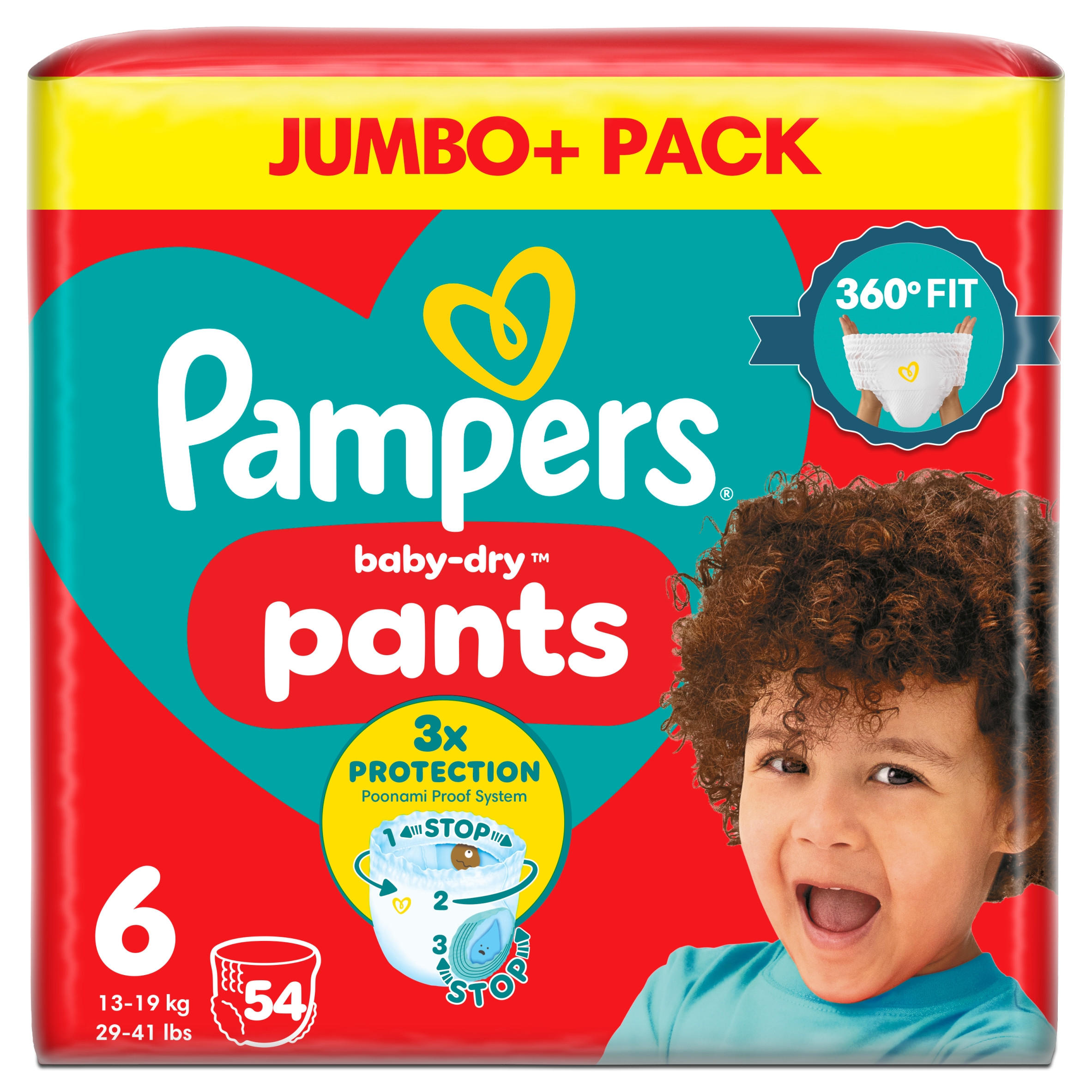 Pampers Baby-Dry Nappy Pants Size 6, 54 Nappies, 13kg-19kg, Jumbo+ Pack