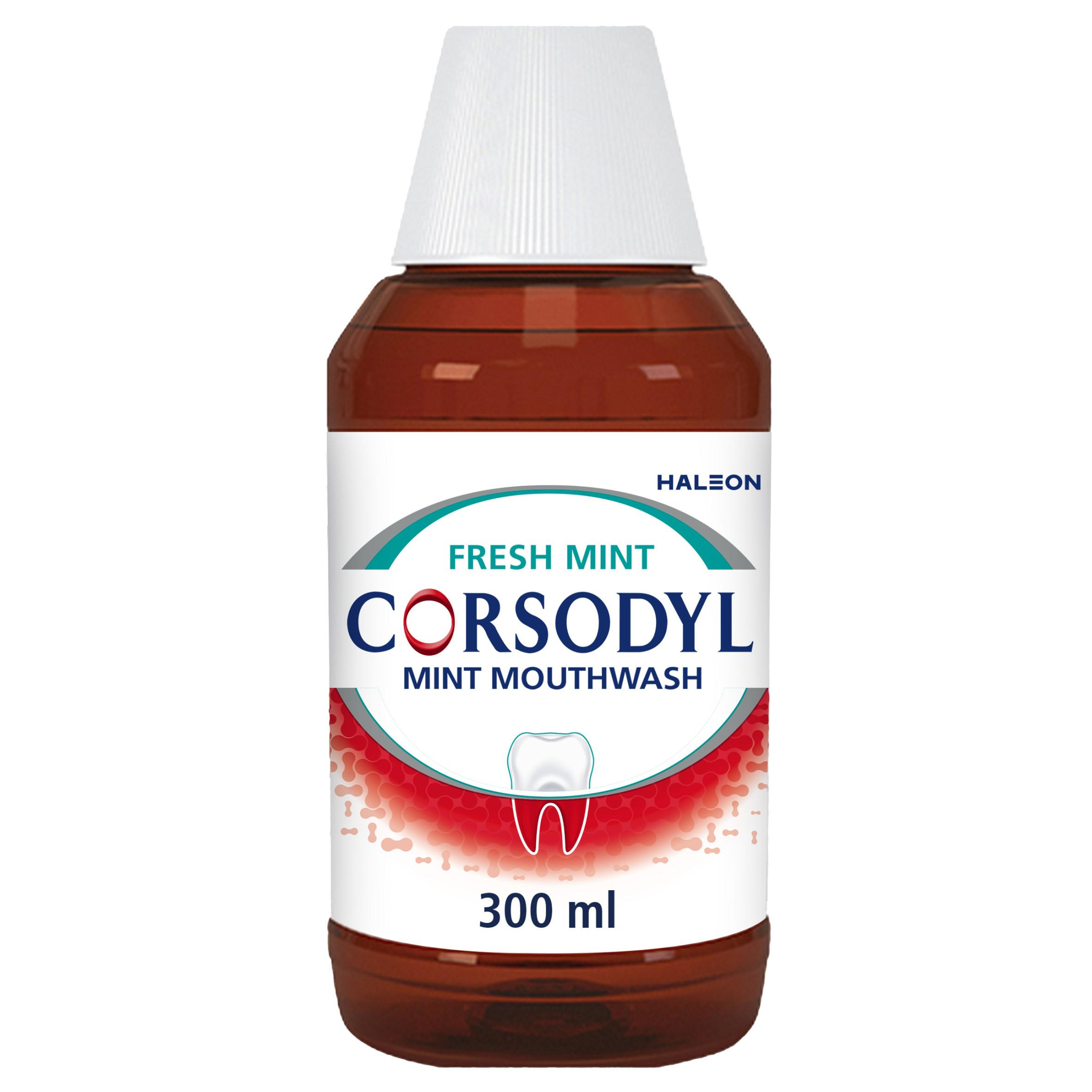 Corsodyl Medicated Antibacterial Mouthwash Fresh Mint, 300ml