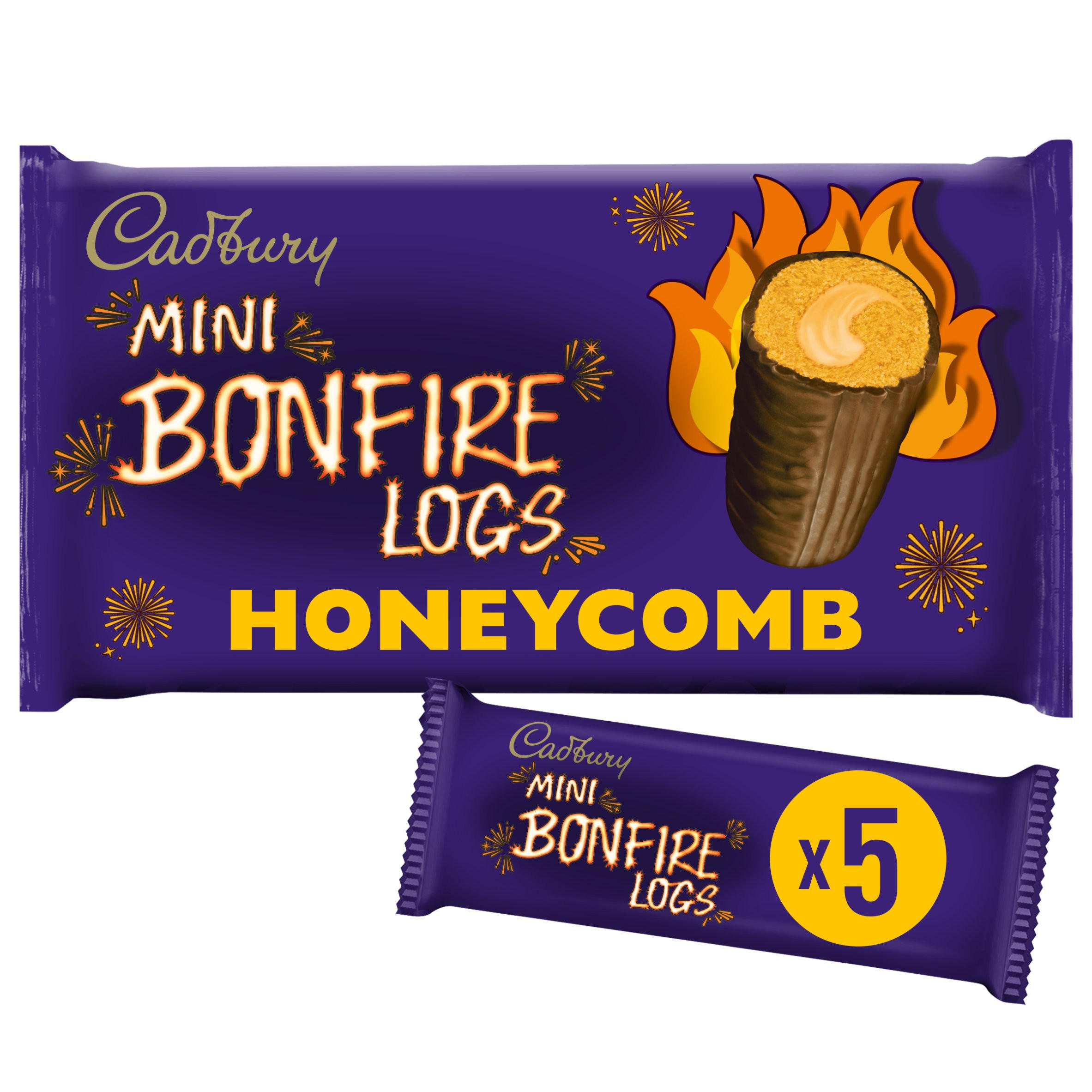 Cadbury Halloween Mini Bonfire Logs Honeycomb Flavour Cakes 5 Pack