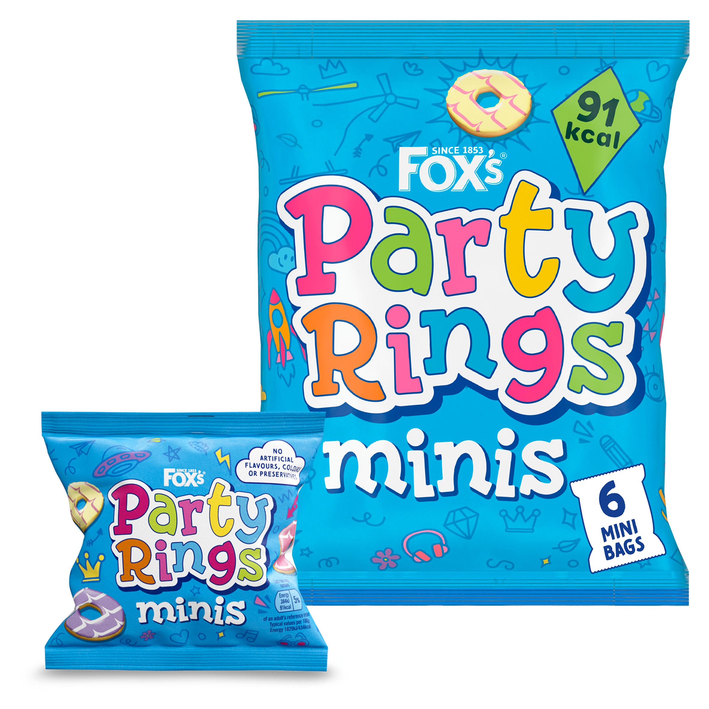 Fox's Biscuits Party Rings Minis 6 Snack Bags