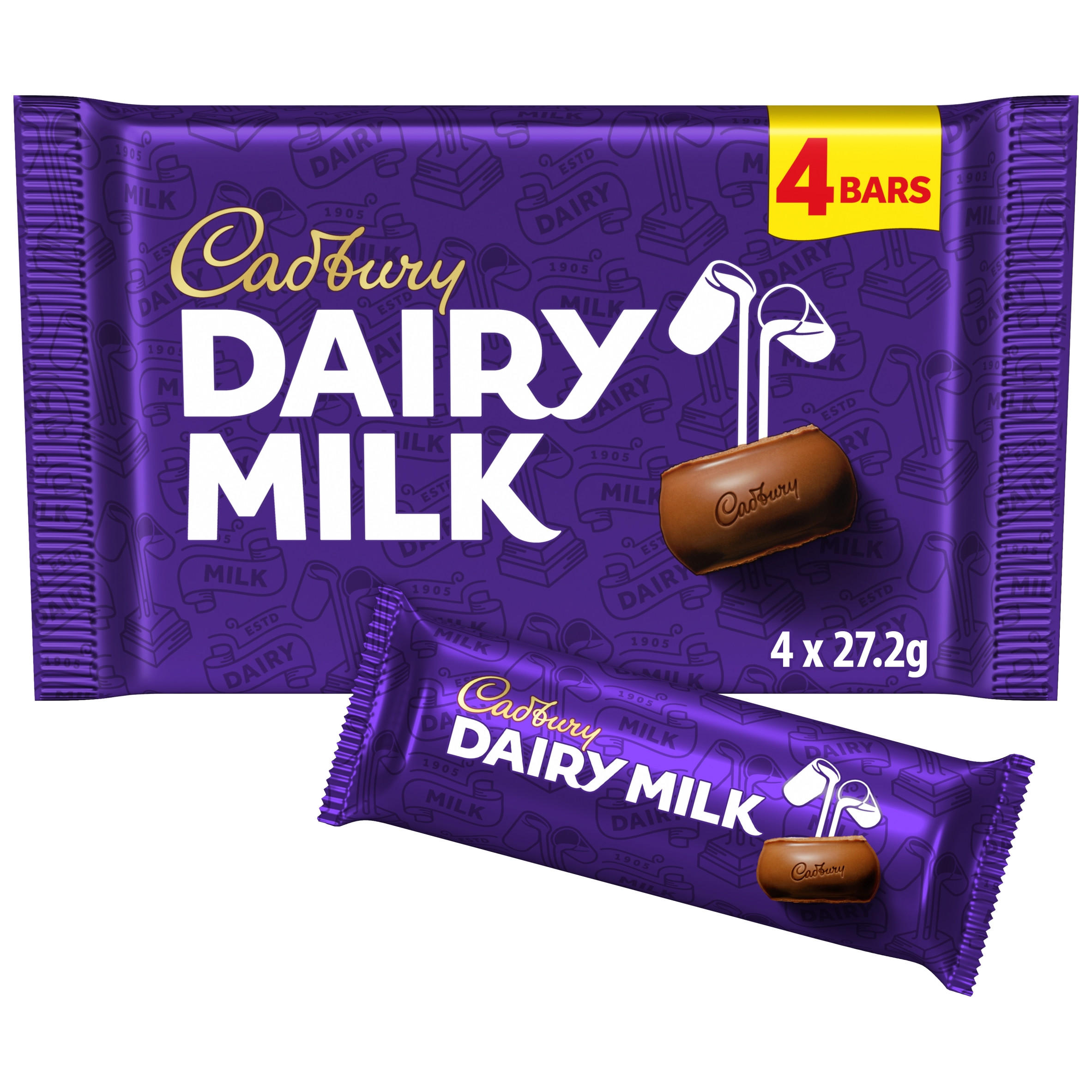 Cadbury Dairy Milk Chocolate Bar 4 Pack Multipack 108.8g (4 x 27.2g)