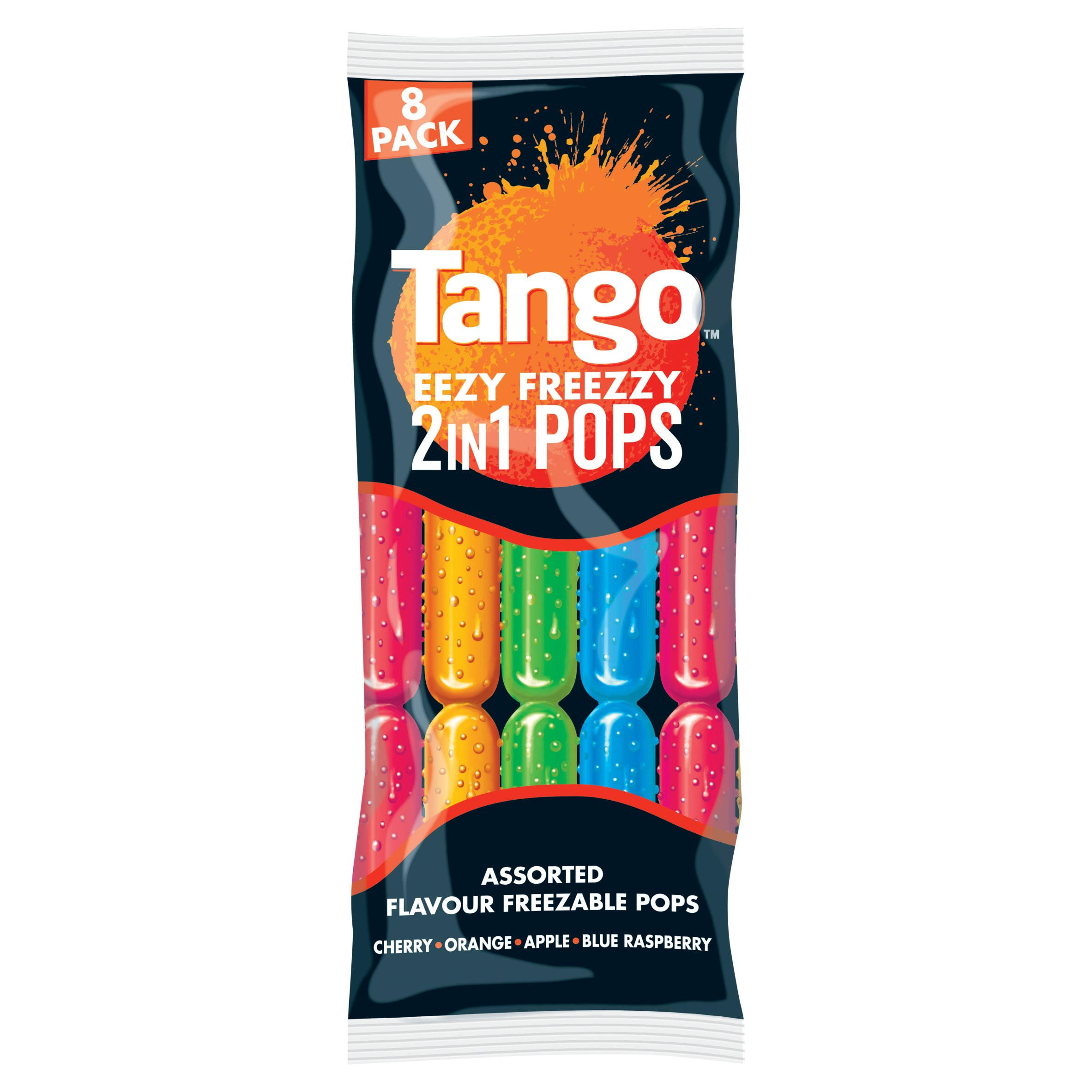 TANGO EEZY FREEZZY 2 IN 1 ASSORTED FLAVOUR FREEZABLE POPS 8 x 75ML