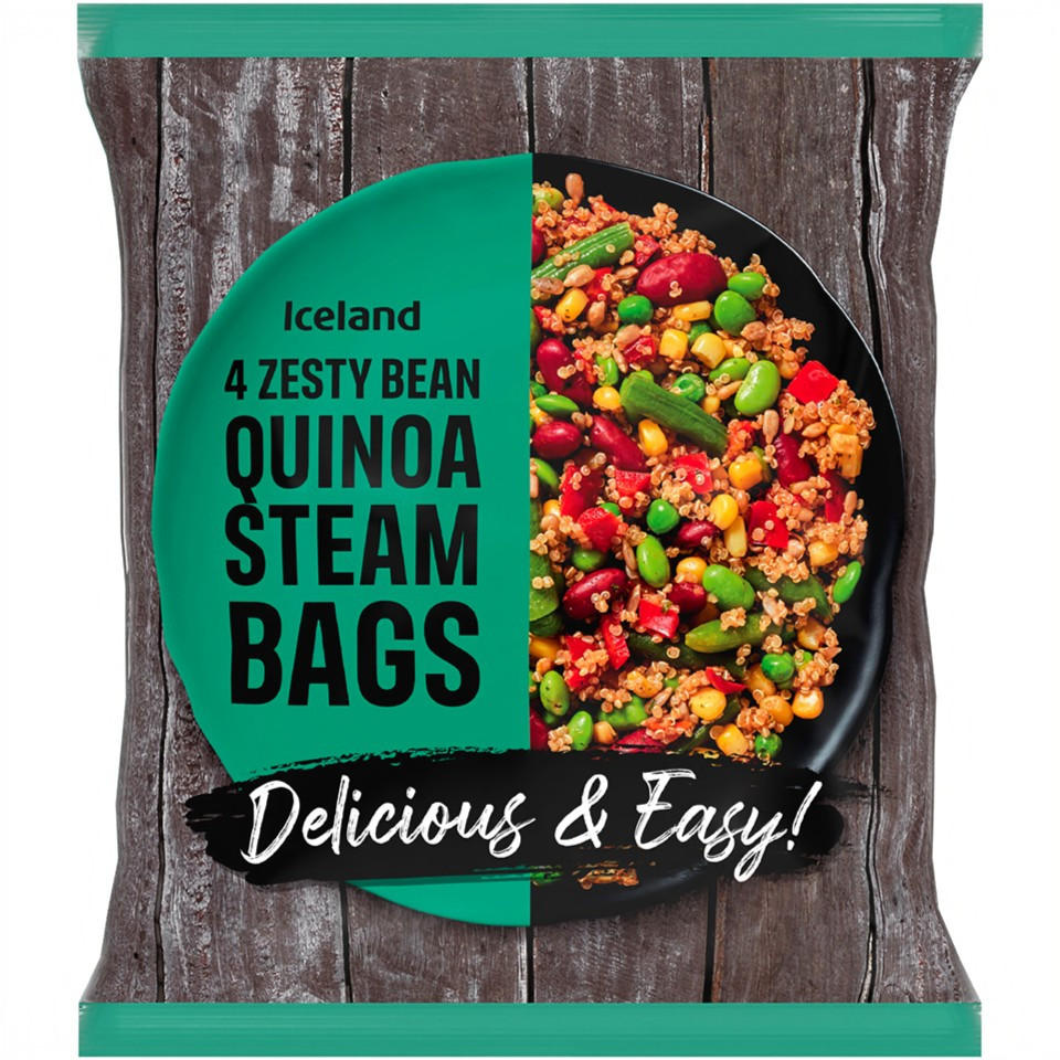 Iceland 4 Zesty Bean Quinoa Steam Bags 500g