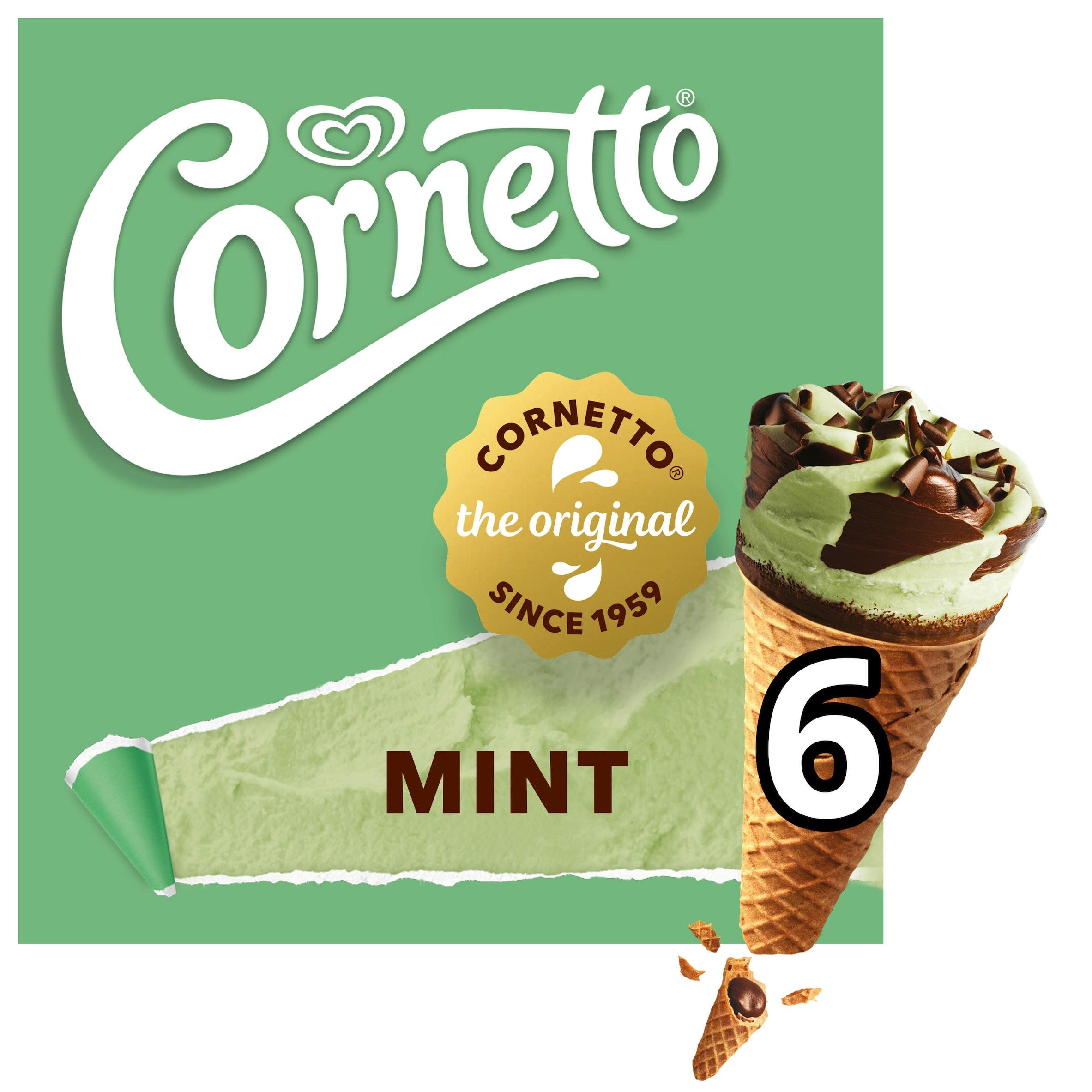 Cornetto Mint Ice Cream Cones 6x 90 ml