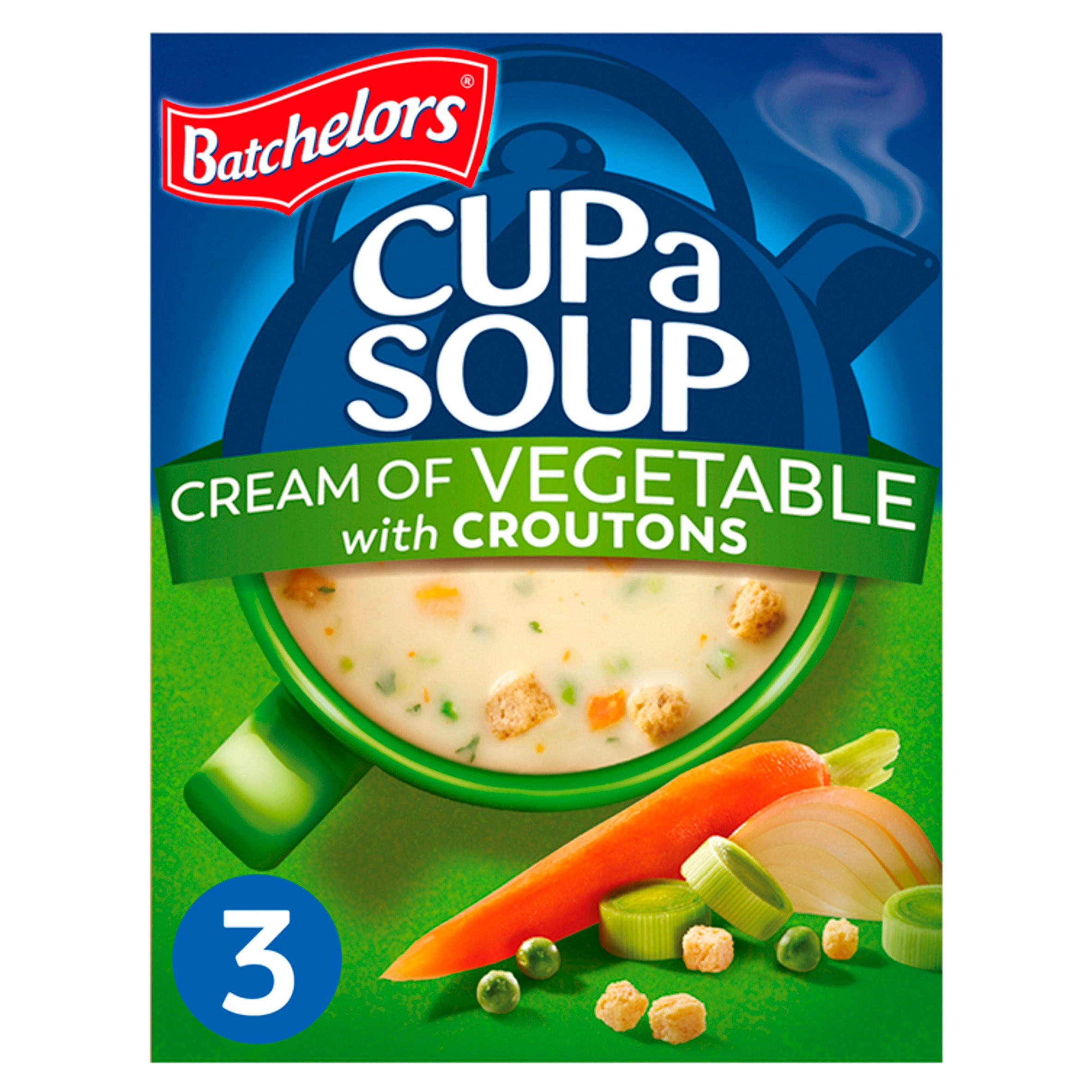 Batchelors Cup a Soup 3 Cream of Vegetable with Croutons Sachets 90g