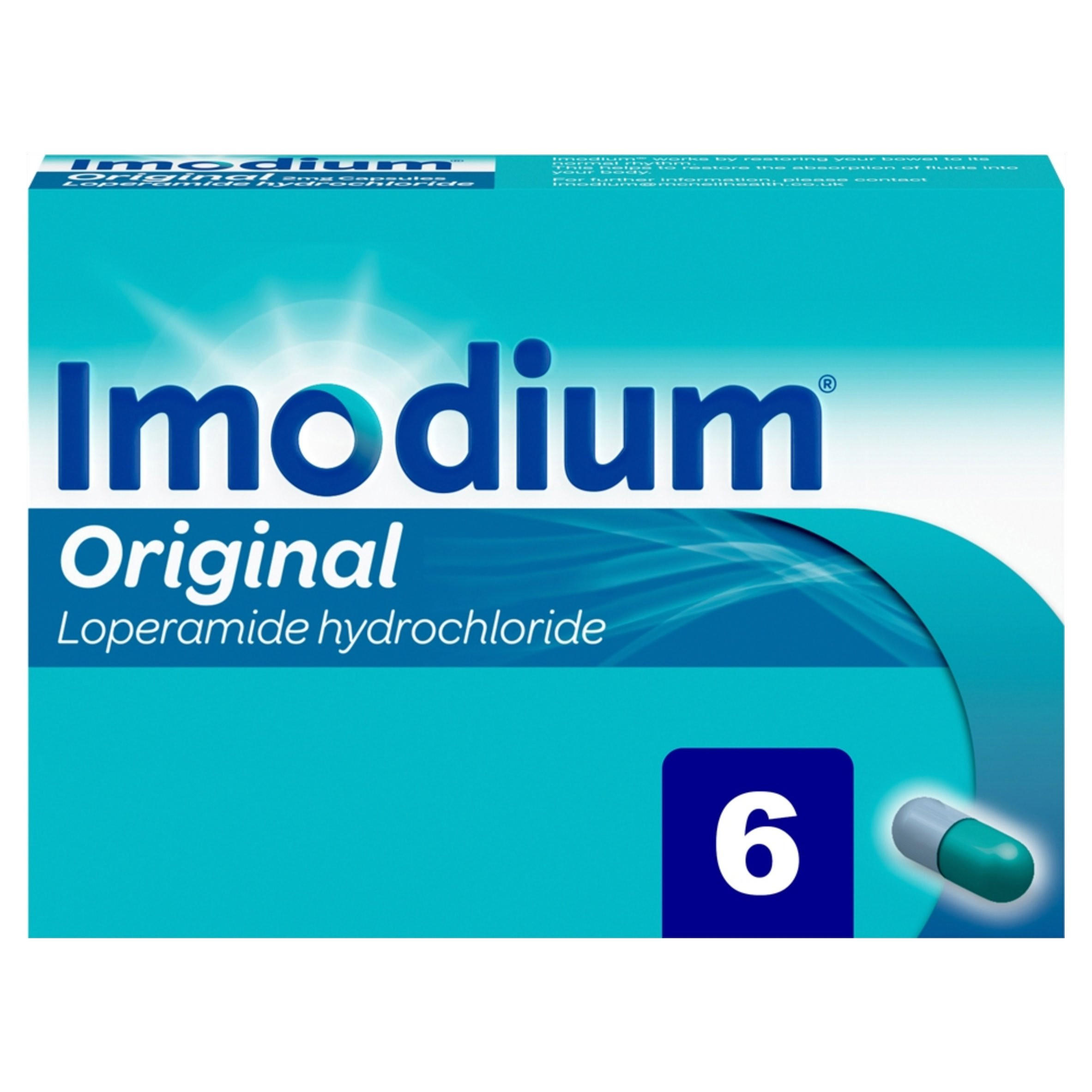 IMODIUM original, Relieves Diarrhoea in 1 Dose, 6 Capsules
