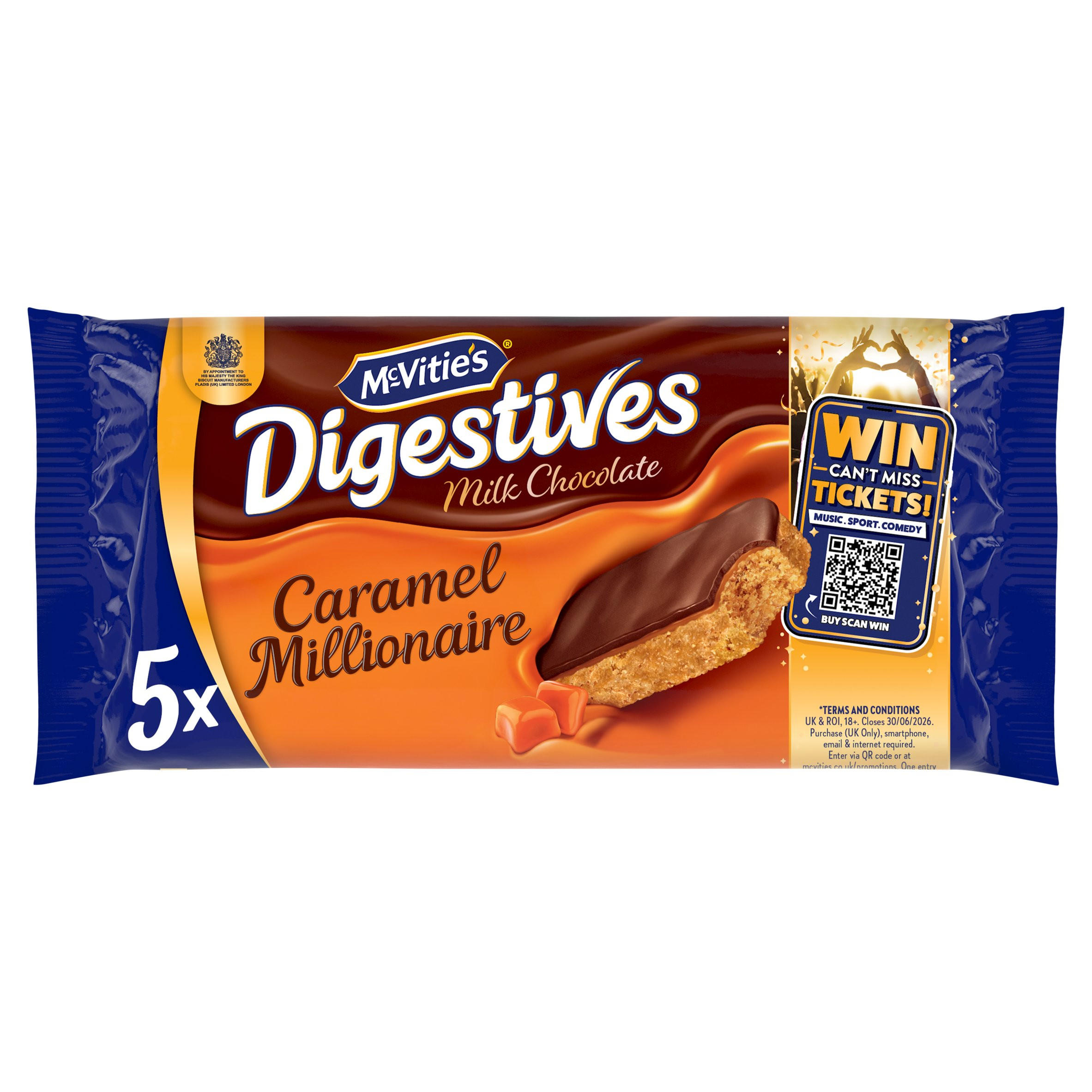 McVitie's Digestive Caramel Slices Cake Bars Multipack 5 x 22g, 110g